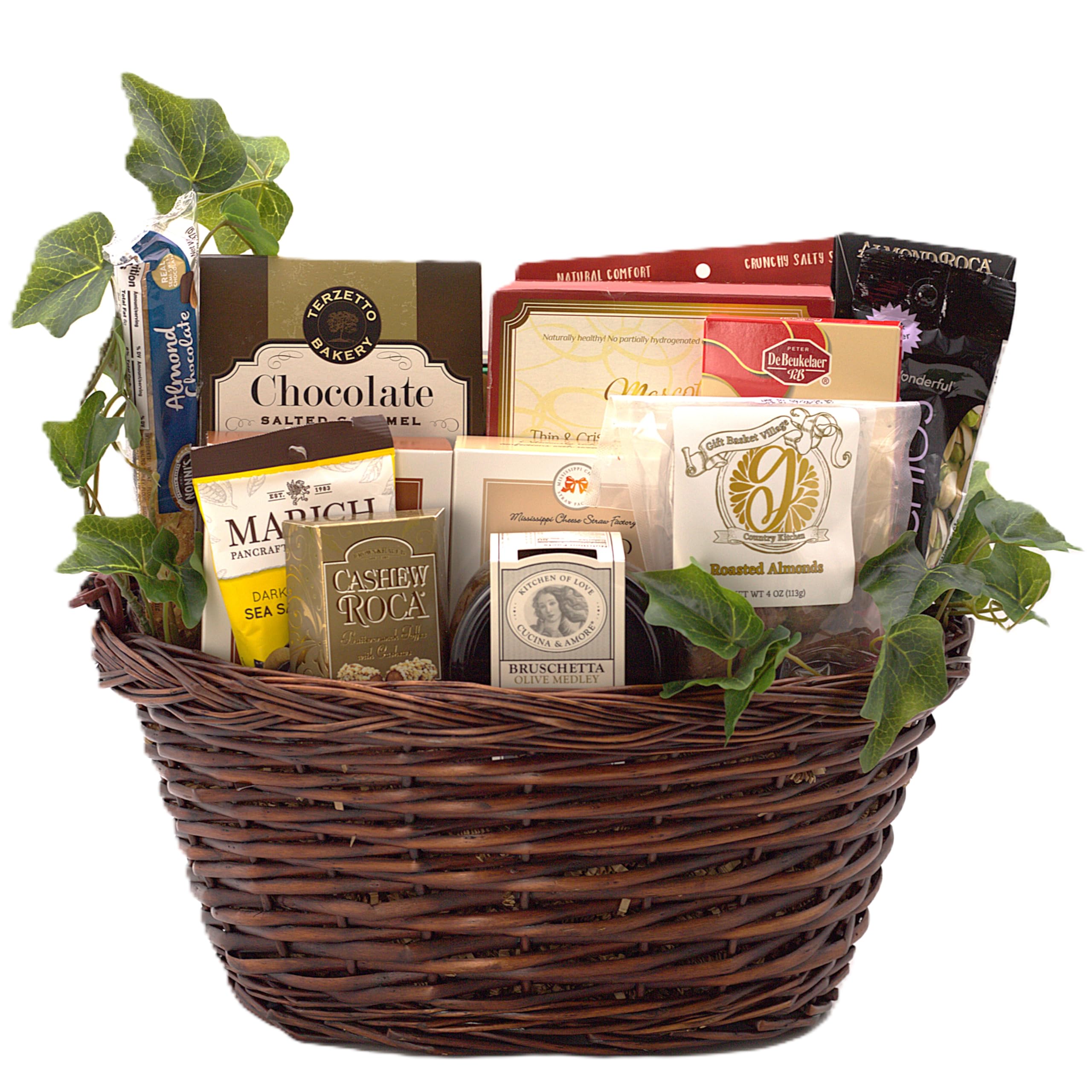 Gift Basket Village: The Grand Gourmet - Premium Assortment of Almond Roca, Artisan Cheeses, Gourmet Sweets & Snacks | Perfect for Corporate Gifts, Holiday Presents & Special Occasions