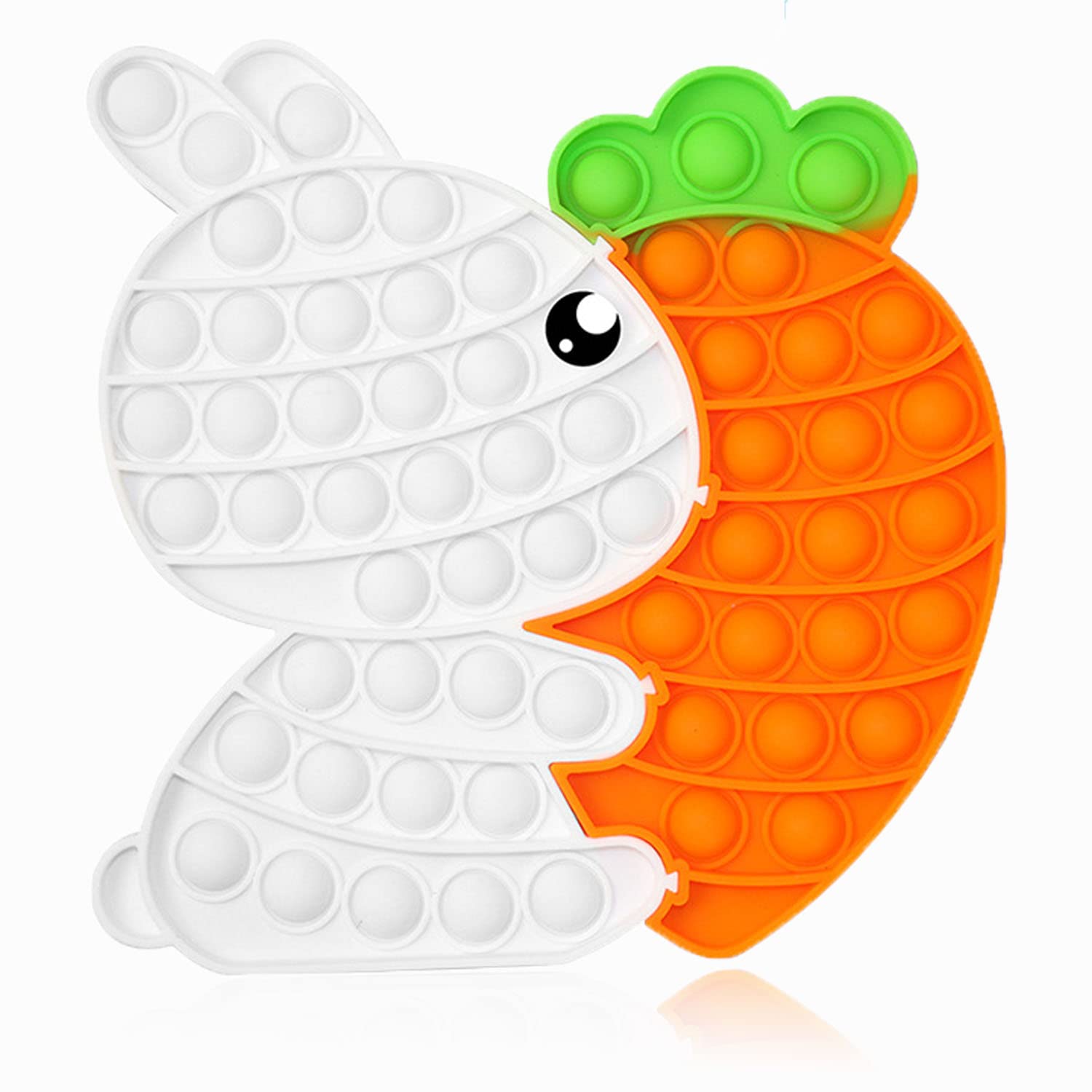 **Easter Pop Fidget Toys - Large Silicone Animal Sensory Stress Relief Popper Set, Rabbit & Carrot Puzzle Toy for Kids & Adults - Perfect for School, Camping, Anxiety Relief & Easter Gifts (White)**    *(Use Cases: Great for classrooms, travel, office breaks, therapy sessions, and Easter basket stuffers!)*