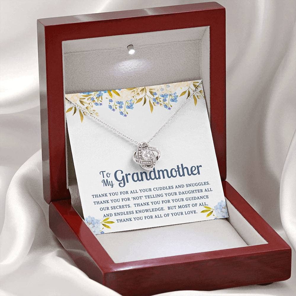 Personalized Message Card Necklace - Handmade Grandma Jewelry Gift for Christmas, Birthday, Anniversary | Engravable Love Knot Pendant for Grandmother, Granddaughter & Family | Perfect for Special Occasions & Heartfelt Moments