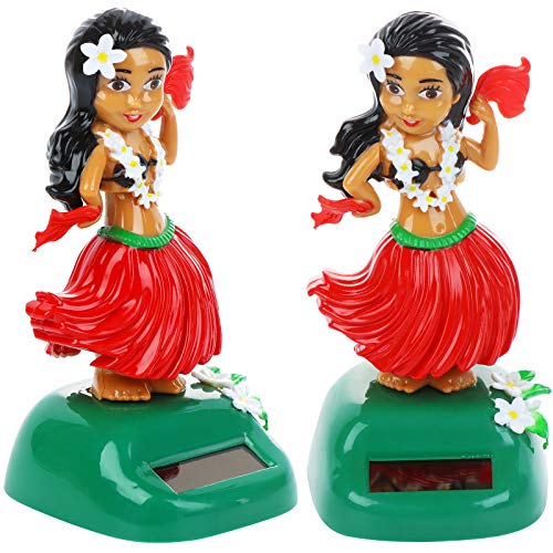 Solar Hula Girl Dancing Toy - 2 Pack for Car Dashboard & Party Decor