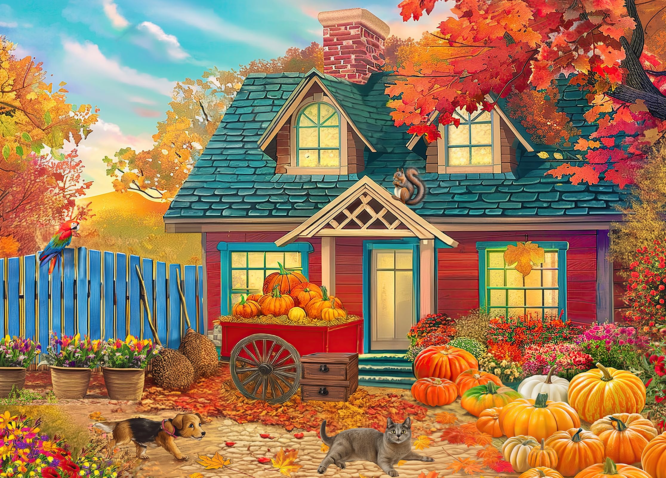 300-Piece Large Jigsaw Puzzle for Adults, Seniors & Kids - Autumn Pumpkin Harvest Halloween & Fall Theme - Perfect for Family Bonding, Stress Relief & Seasonal Decor