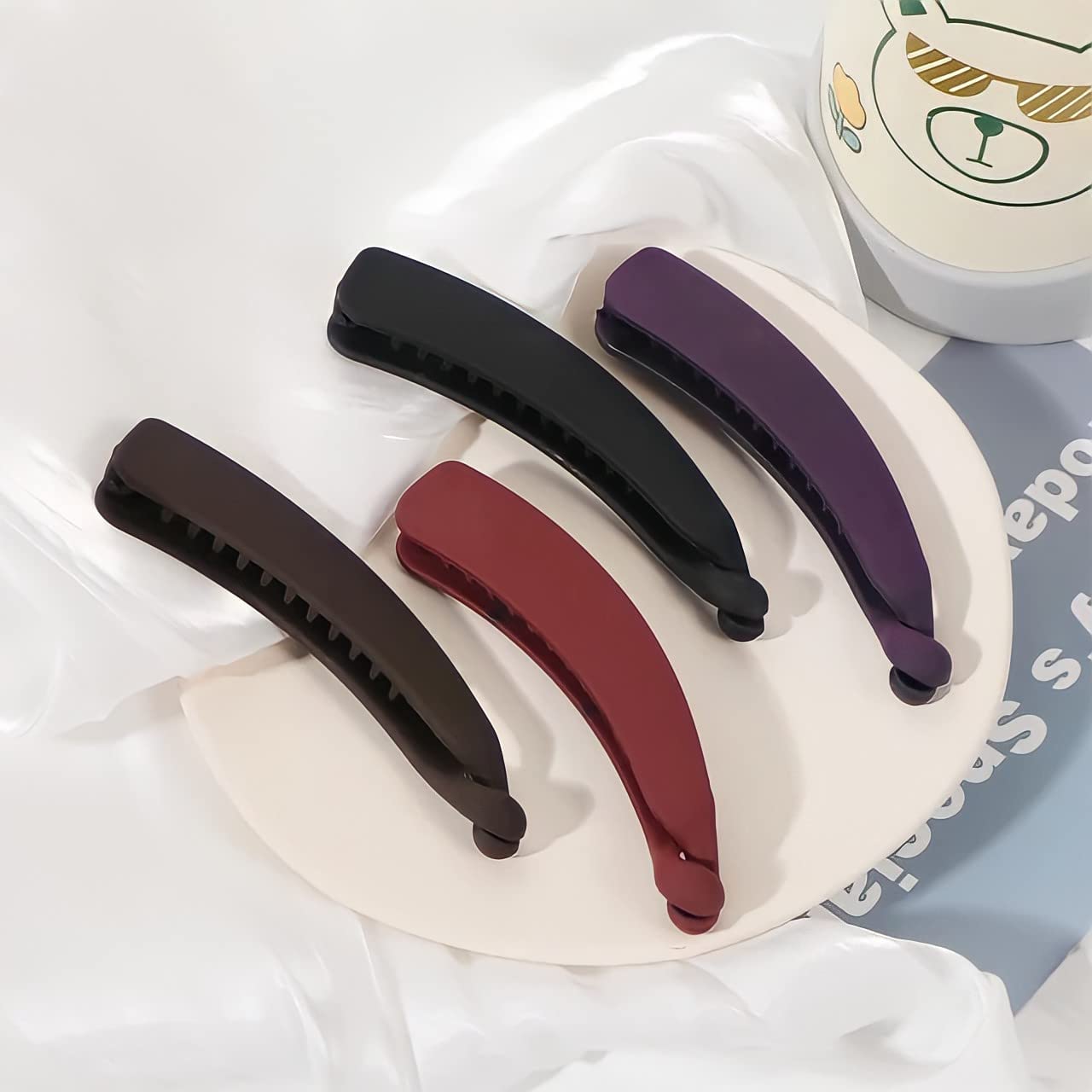 MOOLYAVAAN Banana Hair Clips for Thin & Thick Hair - Non-Slip Strong Hold Ponytail Holder, Matte Finish Hair Clincher Combs (Pack of 2) - Perfect for Workouts, Office, and Everyday Hairstyles