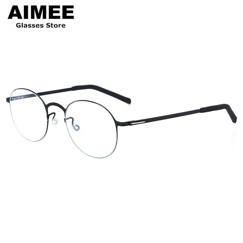 Aimee Women's Full Rim Round Screwless Titanium Eyeglasses - Lightweight & Durable Frame for Work, Reading & Everyday Use (Model 198808)