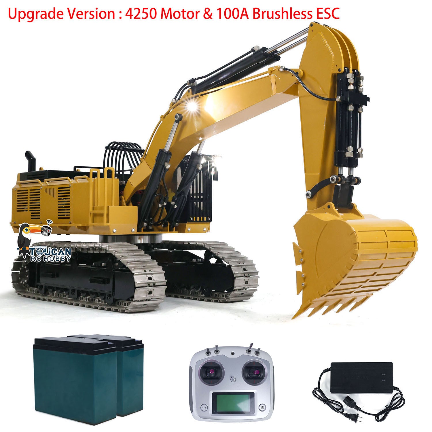 1/8 Scale 385CF Hydraulic RC Excavator - Metal Construction Remote Control Toy with ESC & Servo Motor (Ready to Run, Pre-Assembled & Painted) - Perfect for Construction Enthusiasts, RC Hobbyists & Outdoor Play