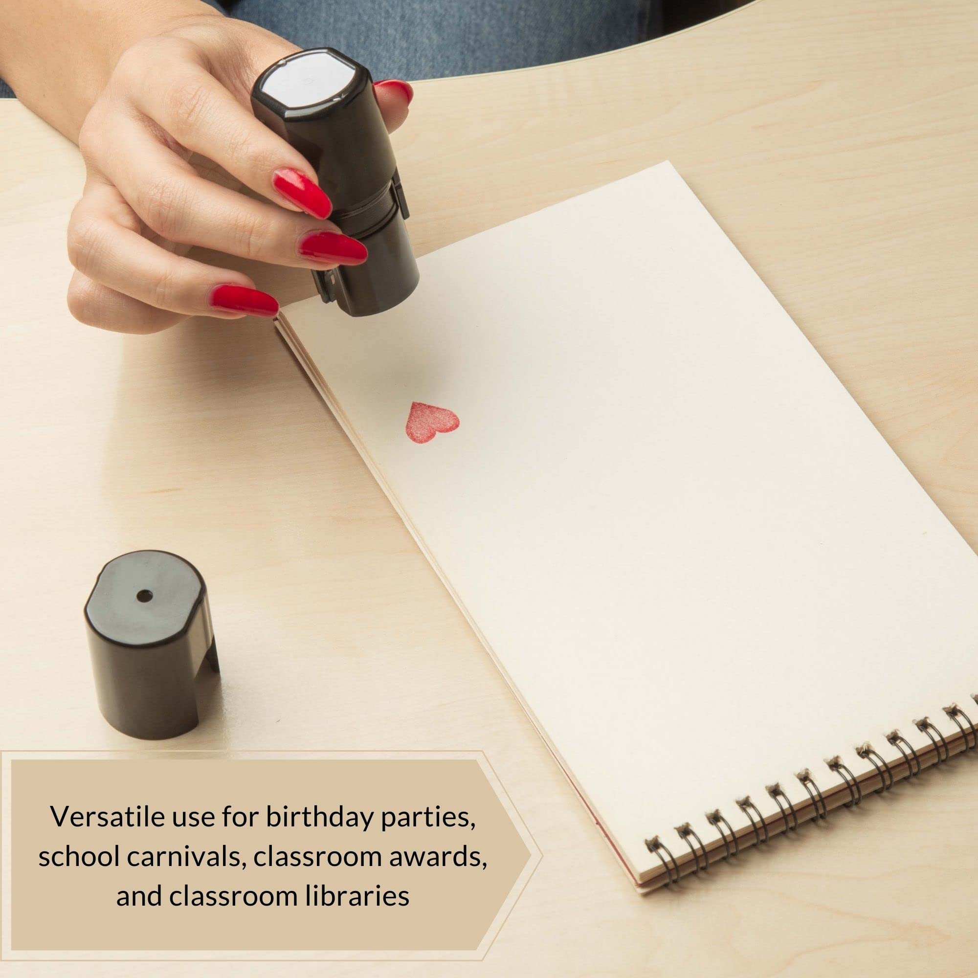 Self Inking Teacher Stamps with Heart Design - Customizable Classroom Stamps for Grading, Encouragement & Organization | Perfect for Homework, Crafts & Reward Systems