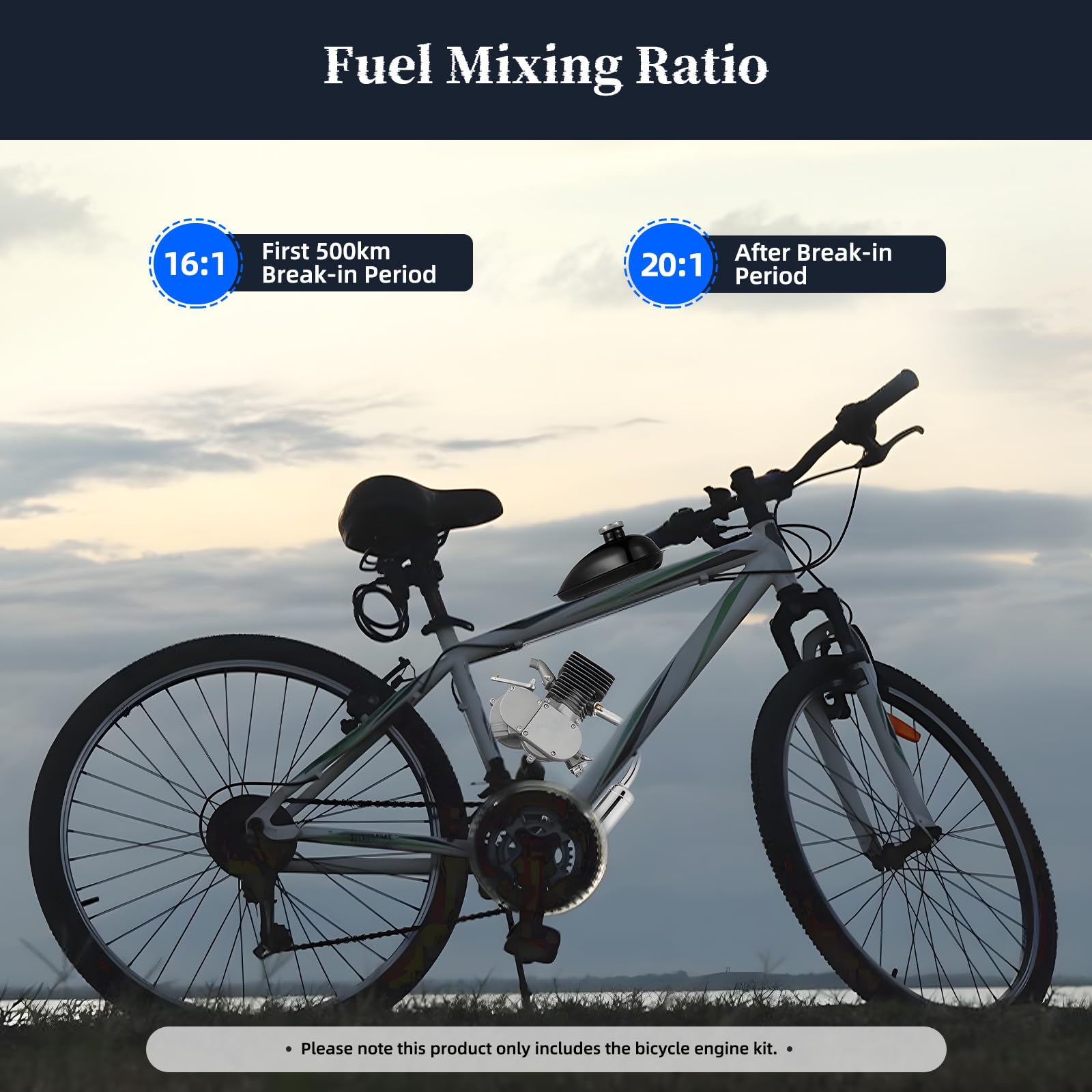 Upgraded 100cc 2-Stroke Bicycle Engine Kit - Gas Powered Bike Motor Conversion Kit with Air Cooling System | High Fuel Efficiency Complete Set for DIY Motorized Bicycles | Perfect for Commuting, Off-Road Adventures & Urban Transportation