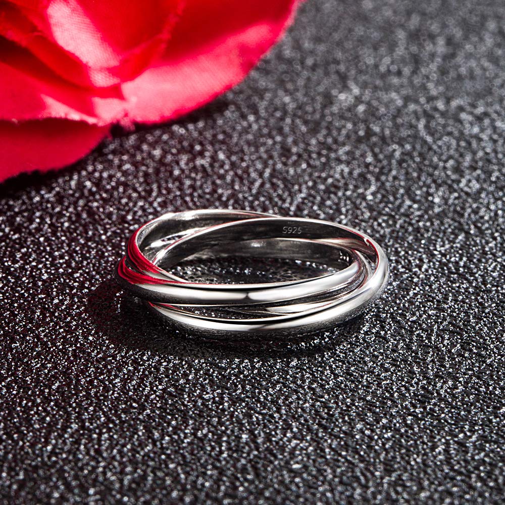 Minimalist 925 Sterling Silver Triple Stack Ring for Women - Elegant Glamour Jewelry Size 5-11 - Perfect for Cocktail Parties, Date Nights & Everyday Wear - Unisex Fashion Accessory