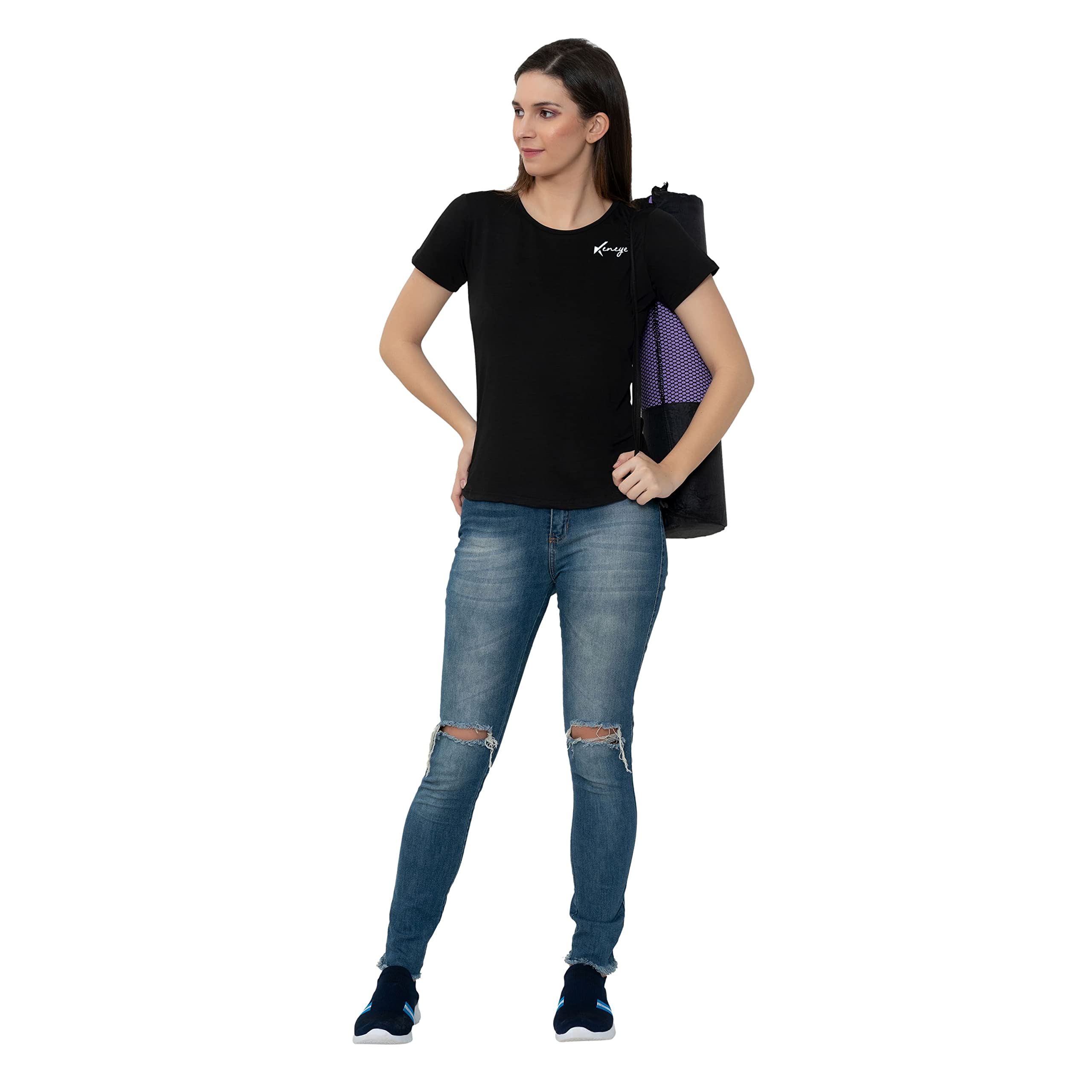 Keneye® Women's Quick-Dry Crush Lycra Workout T-Shirts - Breathable Gym & Running Tops, Half Sleeve Dry Fit Tees for Fitness & Active Lifestyle | Yoga, Jogging, Cross Training & Casual Wear