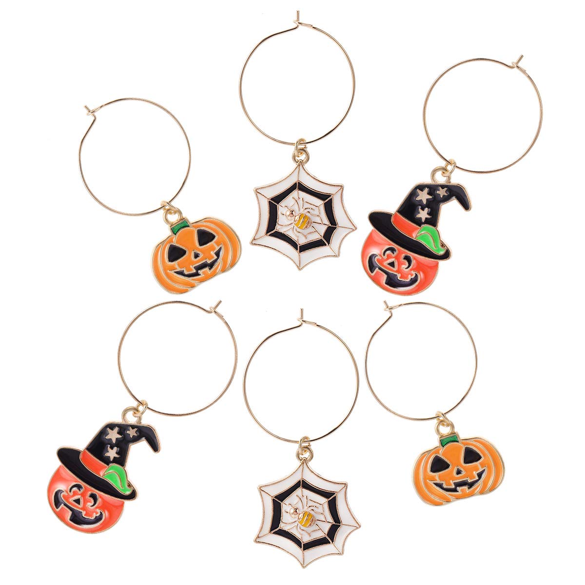 DOITOOL 6Pcs Halloween Wine Glass Charms Rings - Themed Drink Markers for Parties, Weddings & Events - Fun Wine Accessories for Halloween Celebrations, Bridal Showers and Cocktail Parties