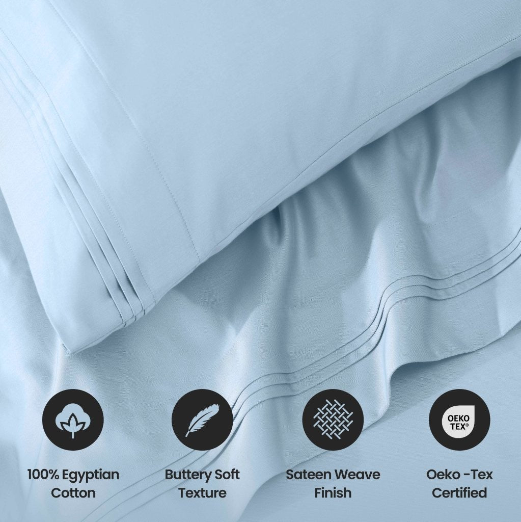Premium 1000 Thread Count Egyptian Cotton Sheet Set - Eco-Friendly, Breathable & Hypoallergenic - Perfect for Luxury Bedding & Hot Sleepers