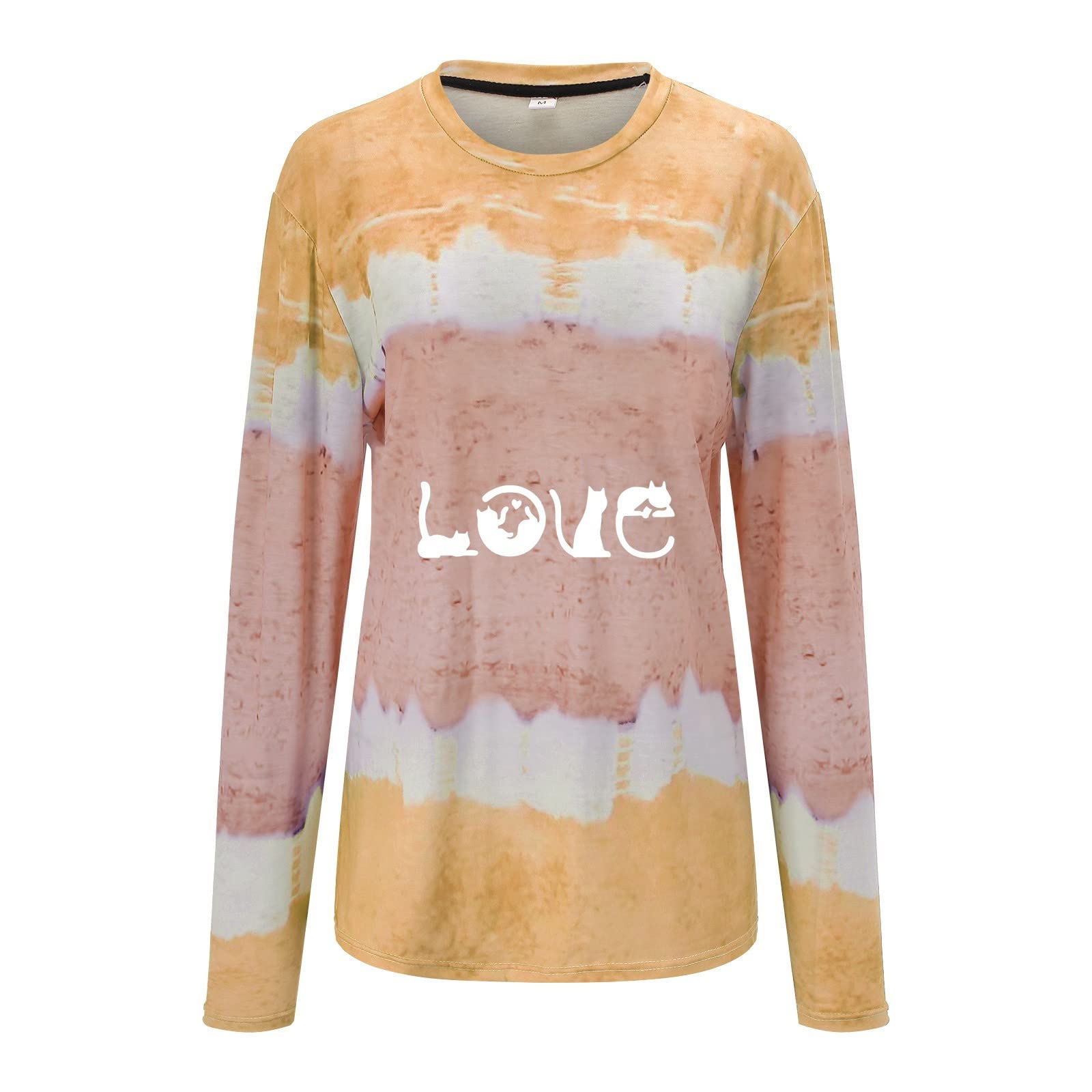 Halloween Tie Dye Long Sleeve Shirts for Women - Pack of Printed Crew Neck Tops - Perfect for Halloween Parties, Costume Events & Fall Fashion