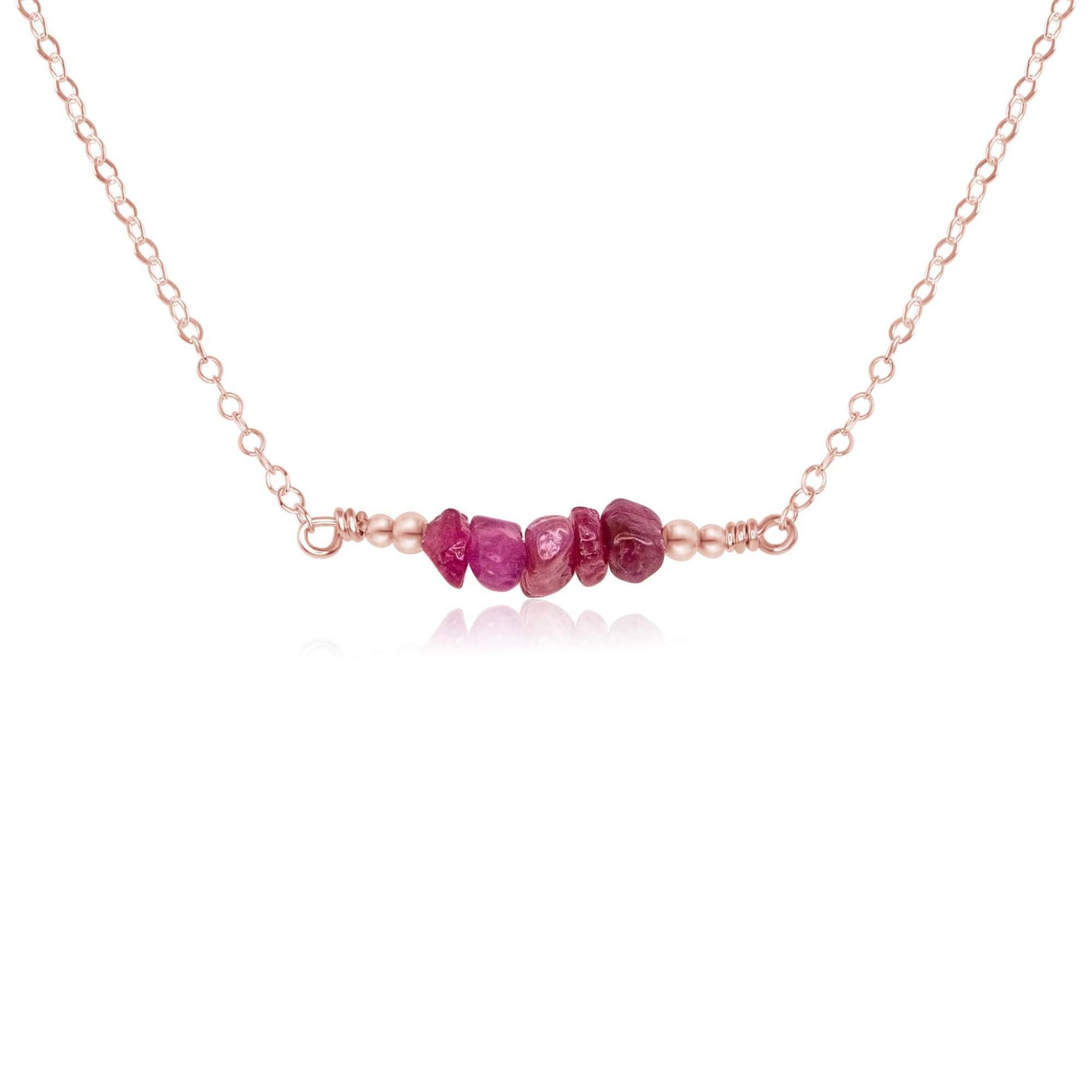 Ruby Chip Bead Bar Necklace - Elegant Dainty Jewelry for Women | Perfect for Weddings, Parties & Everyday Wear