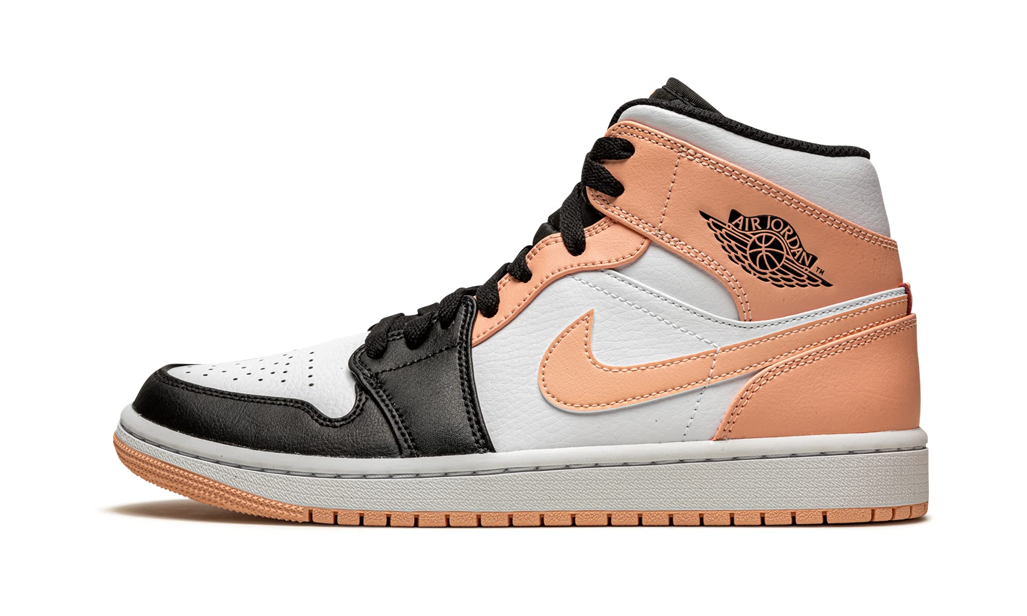 Nike Men's Air Jordan 1 Mid Basketball Shoes - Crimson White Black Colorway - Size 8 | Retro Sneakers for Streetwear, Casual Outfits & Basketball Games