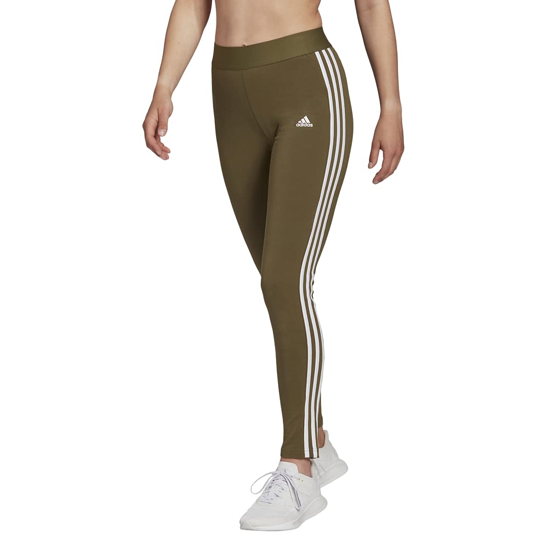Adidas Women's LOUNGEWEAR Essentials 3-Stripes Leggings - High Waist Yoga Pants for Workout, Running & Lounge Wear