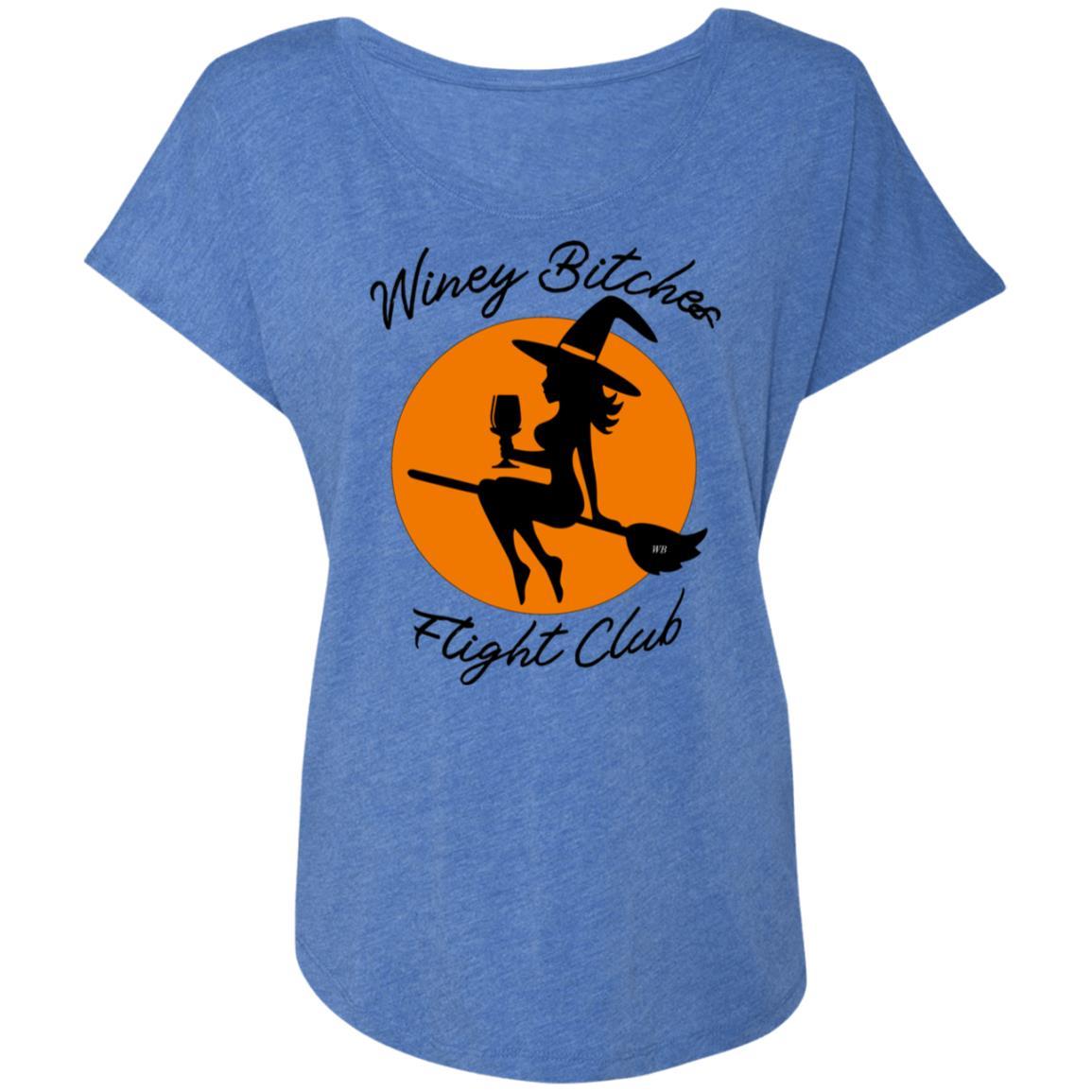 Winey Bitches Flight Club Ladies' Triblend Dolman Sleeve T-Shirt - Soft Comfortable Women's Tee for Casual Wear & Wine Tasting Events