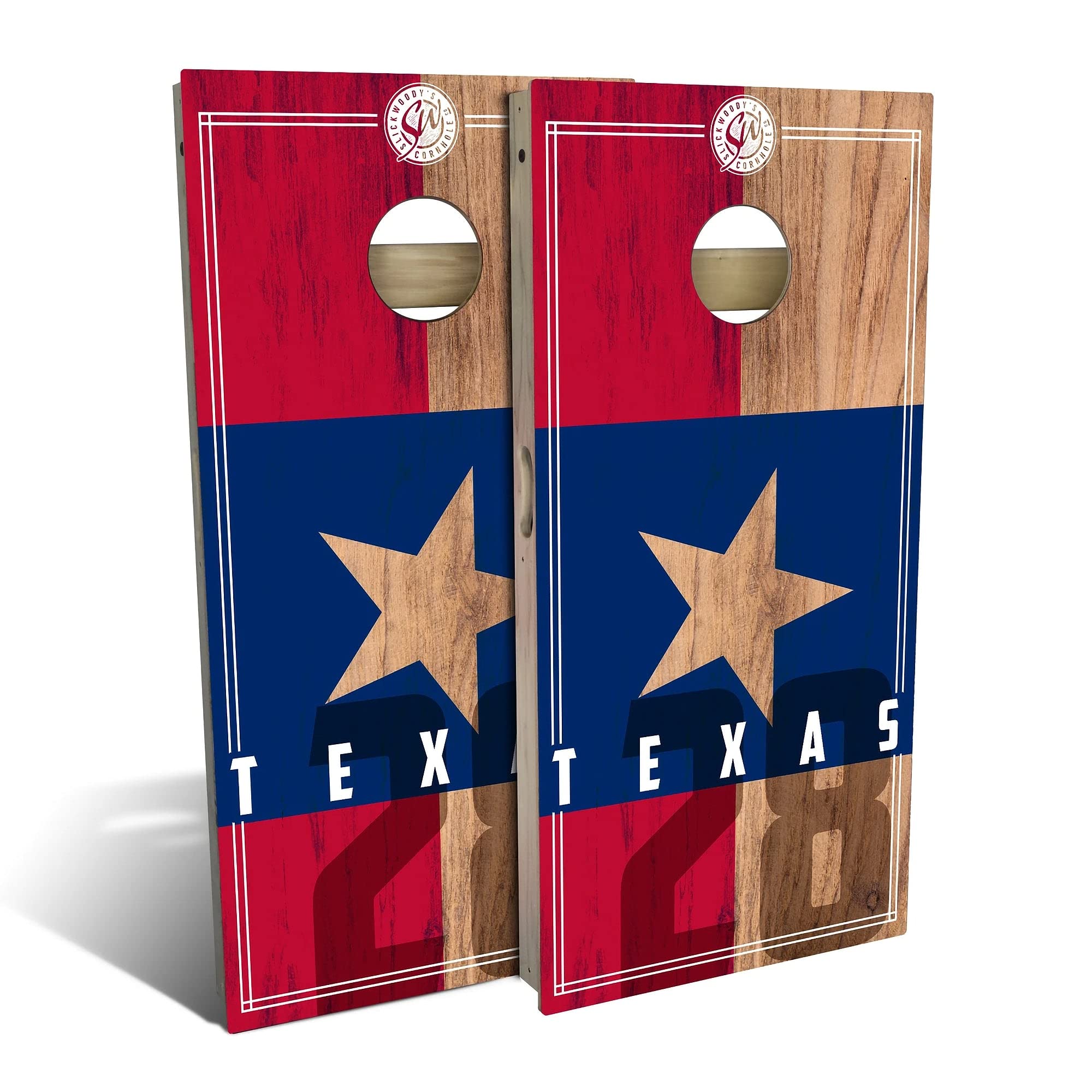 Texas State Flag 2.0 Cornhole Game Set with 2 Wooden Boards & 8 Bags - Outdoor Lawn Games for Backyard, Tailgating, and Parties - Multiple Sizes & Accessories Included