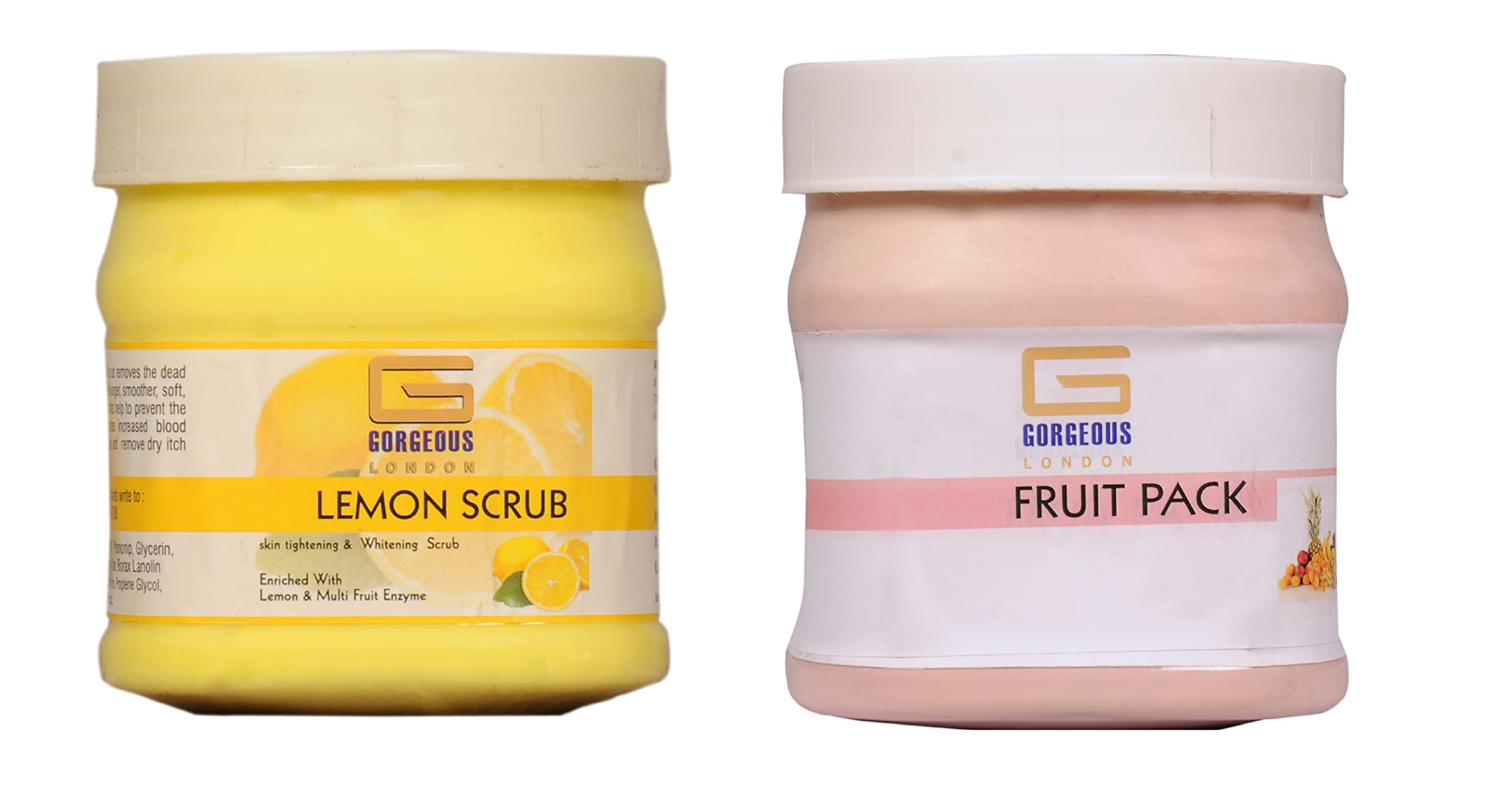 Exfoliating London Lemon & Fruit Scrub Duo - 2 Pack (450ml Each) for Glowing Skin | Face & Body Scrub for Dry Skin, Spa Day & Self Care Routine