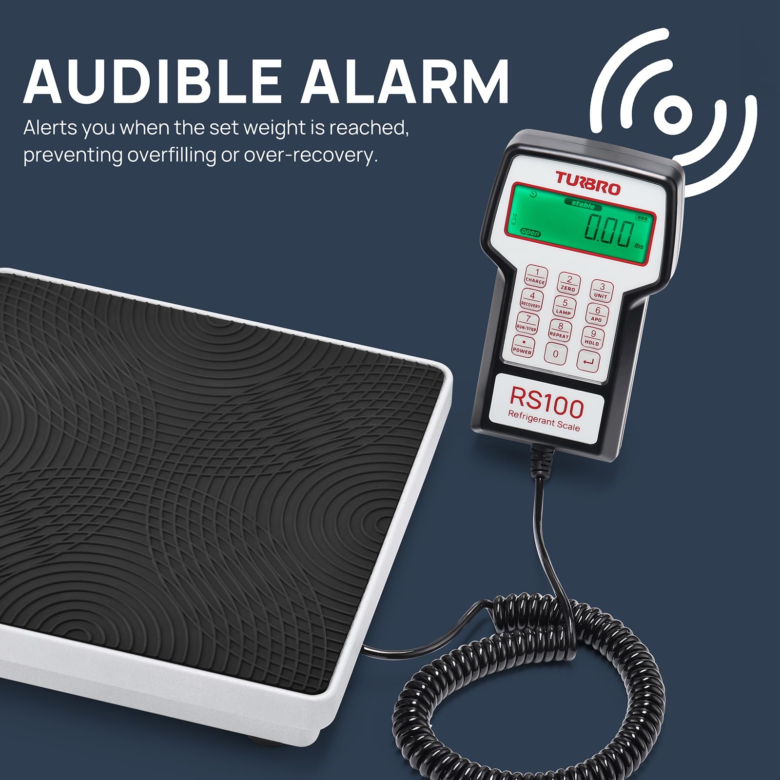 TURBRO Digital Refrigerant Scale with Wired Controller - Freon Charging & Recovery Scale, 4 Measurement Units, Memory Function, 220 lb Capacity for HVAC & Automotive AC Systems - Perfect for Professional Technicians and DIY Car Maintenance