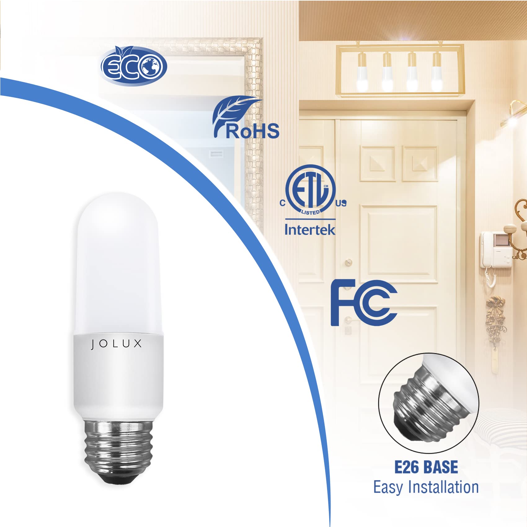 LED Stick Light Bulbs - 60W Equivalent, 5000K Daylight, 800 Lumens, E26 Medium Screw Base - Enclosed Fixture Rated, Non-Dimmable - 6 Pack | Perfect for Kitchen, Bathroom, Garage & Workshop Lighting