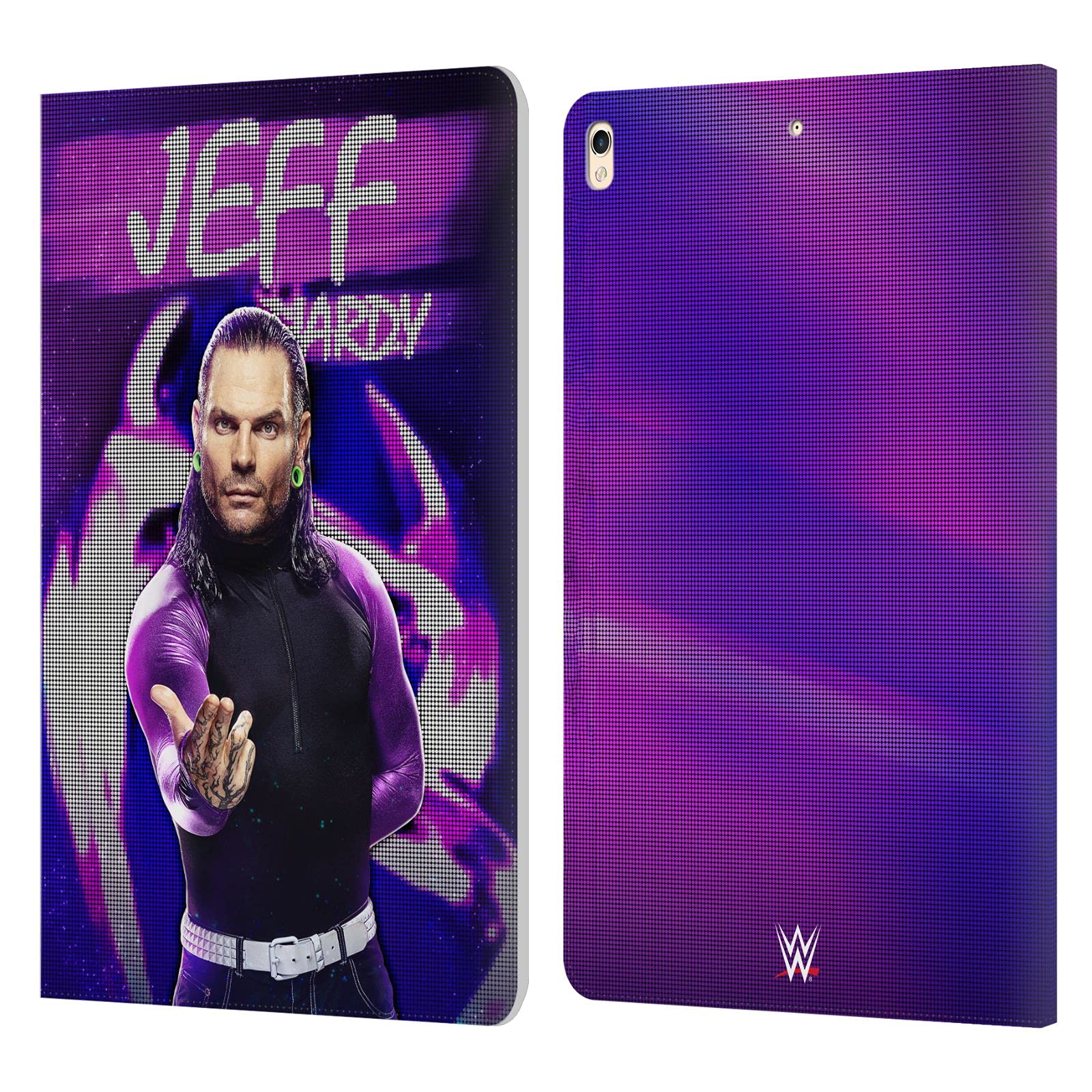 Head Case Designs WWE Jeff Hardy Leather Book Wallet Case for Apple iPad Pro 10.5 (2017) - Officially Licensed LED Image Protective Cover for Work, Travel & School