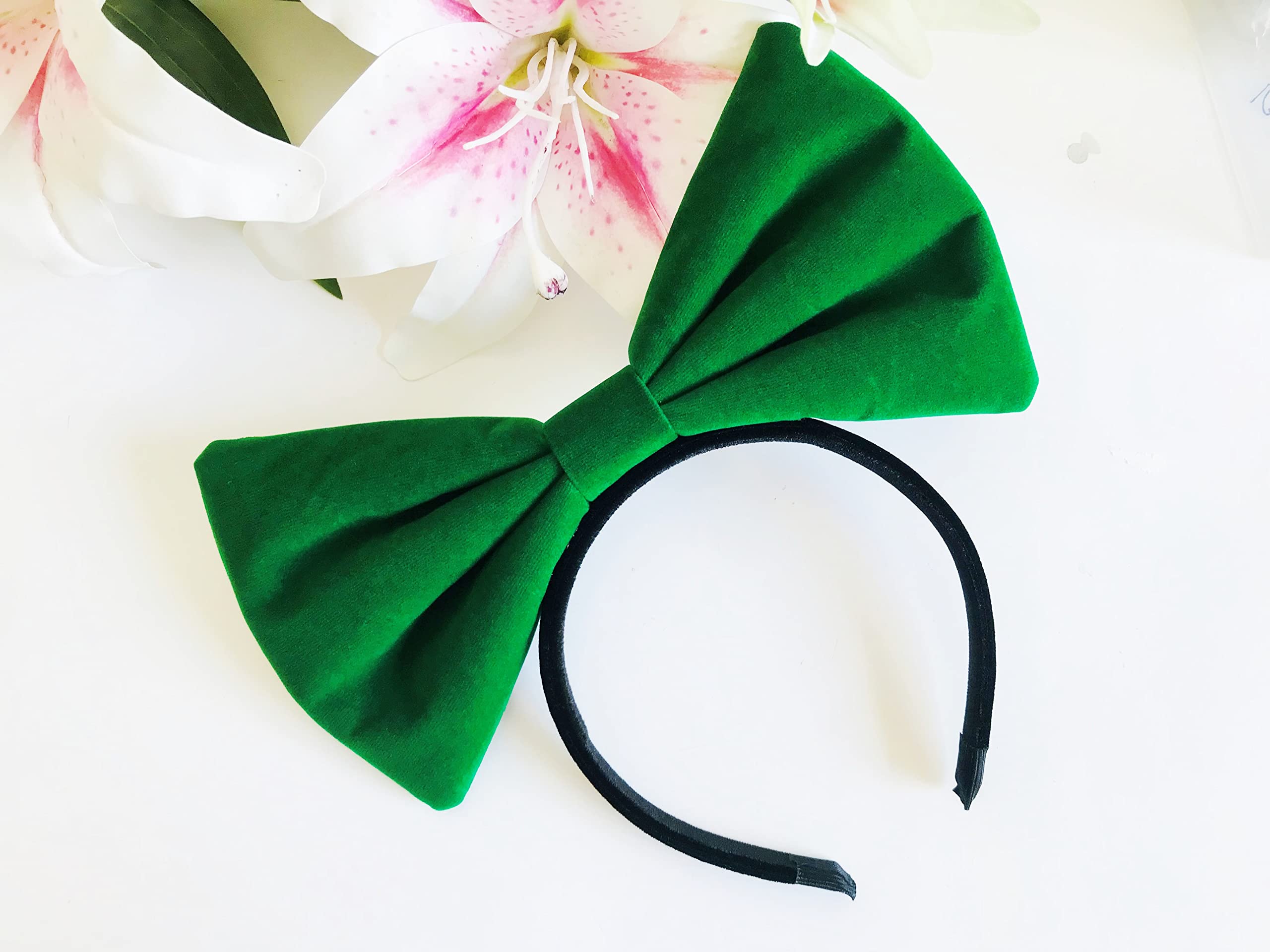 Velvet Green Bow Headbands for Women & Girls - Christmas Party Hair Accessories | Elegant Velvet Hair Bows for Holiday Celebrations, Weddings & Festive Occasions