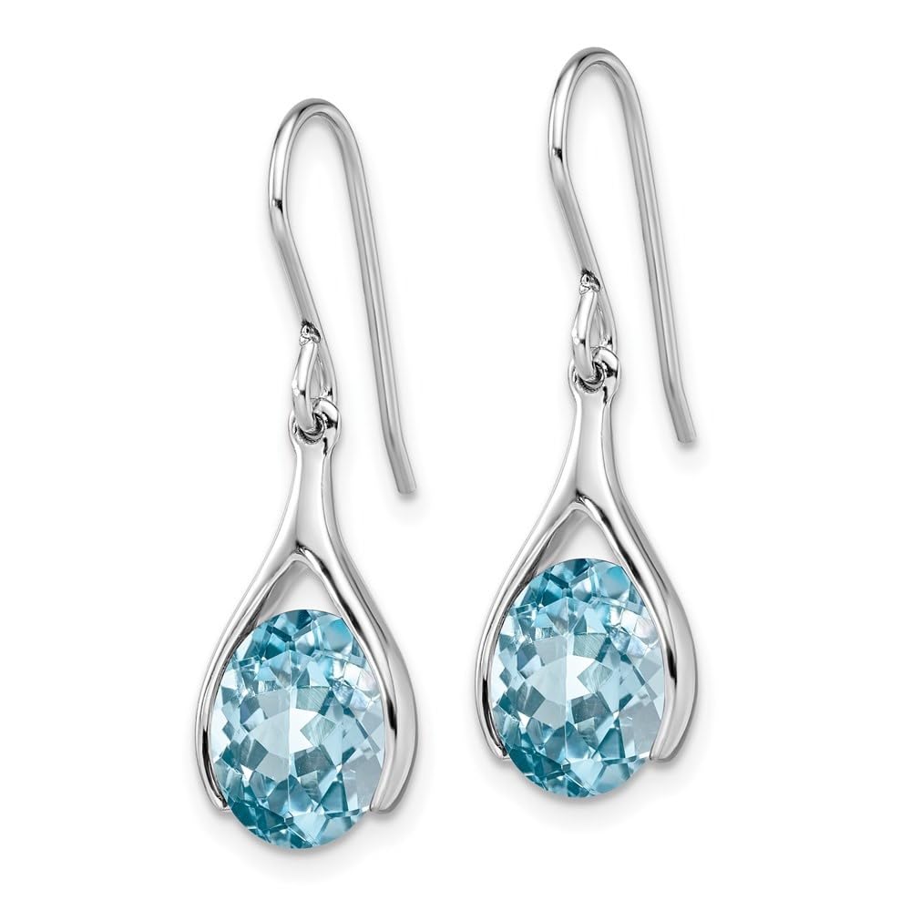 Sterling Silver Rhodium-Plated Gemstone Dangle Earrings for Women | Elegant Fine Jewelry Gift for Birthday, Anniversary & Special Occasions