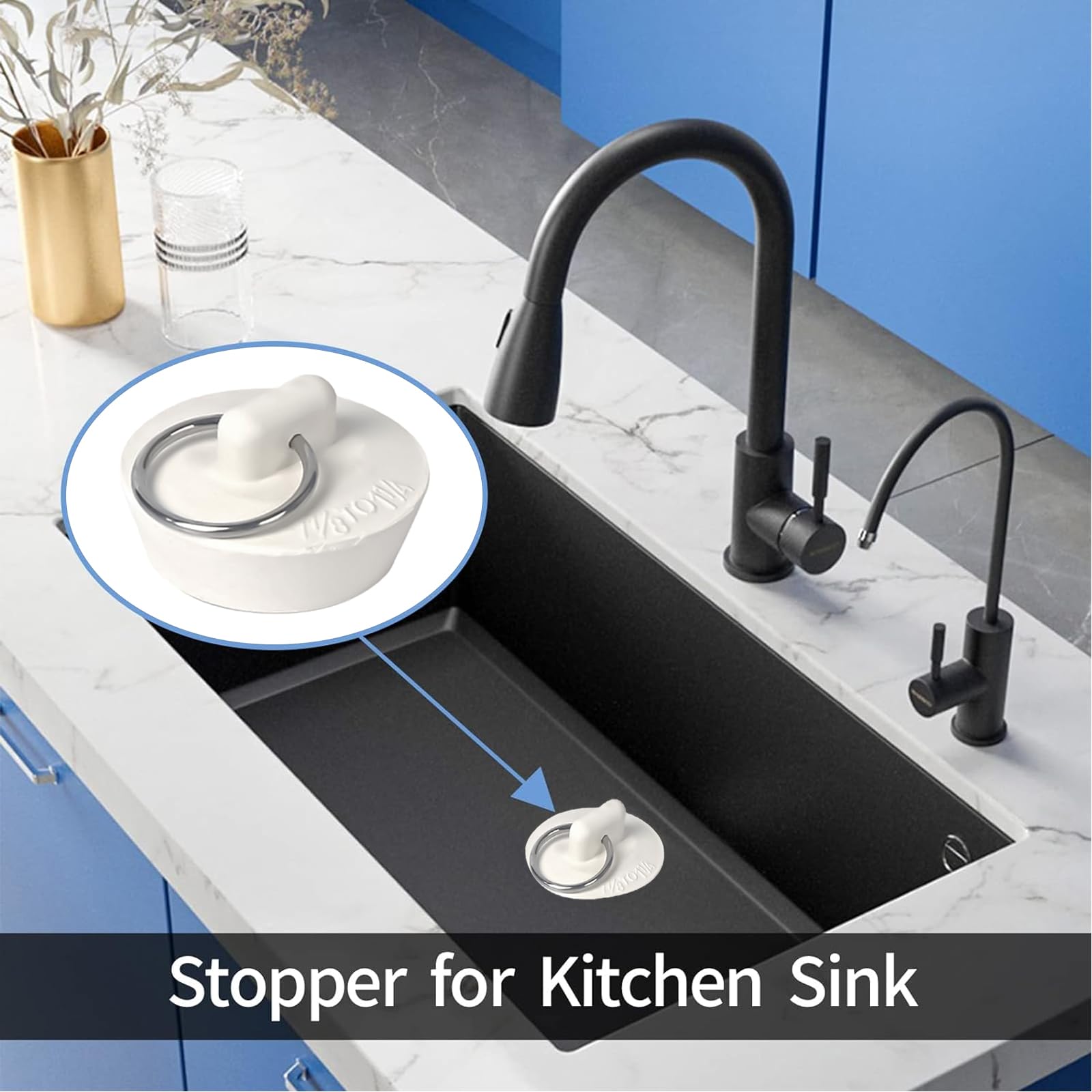 6 Sizes Rubber Sink Stoppers - Universal Bathtub Drain Stopper with Ring for Kitchen, Bathroom & Laundry Sinks | Durable Bathtub Accessories for Hair Catcher & Water Conservation