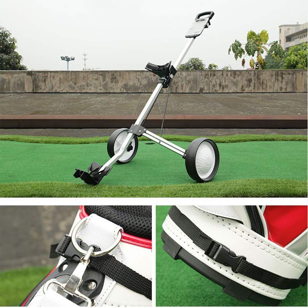 Foldable 2 Wheel Golf Push Cart - Lightweight Collapsible Golf Trolley with Adjustable Handle for Men & Women | Perfect for Golf Courses, Driving Range & Outdoor Sports