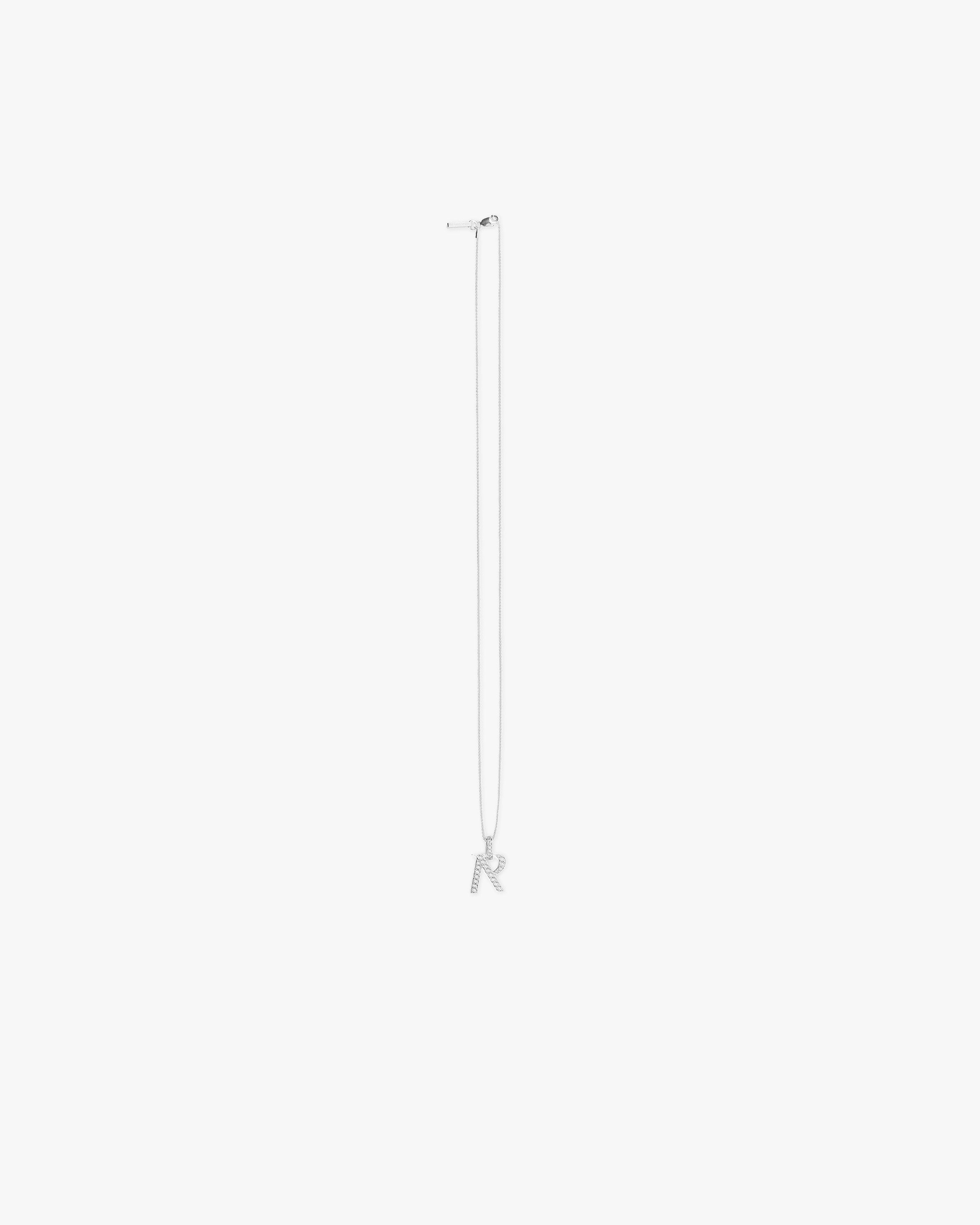 Pavé R Pendant Necklace in Sterling Silver - Elegant Jewelry for Women, Perfect for Parties, Weddings & Everyday Wear