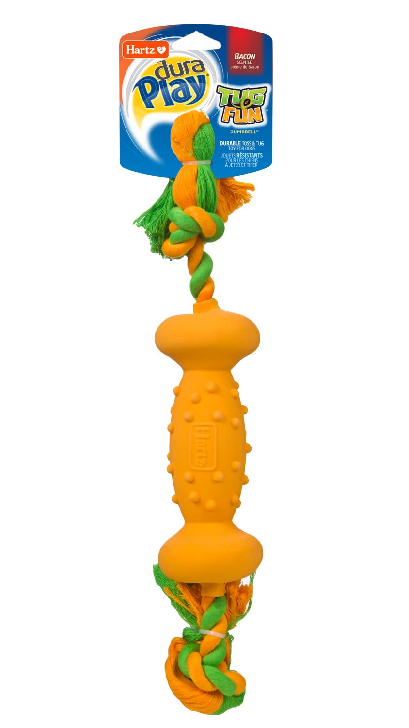 DuraPlay Tug Of Fun Dumbbell Dog Toy - Durable Chew Toy for Large & Small Dogs - Interactive Play for Indoor & Outdoor Fun - Perfect for Fetch, Tug-of-War & Training