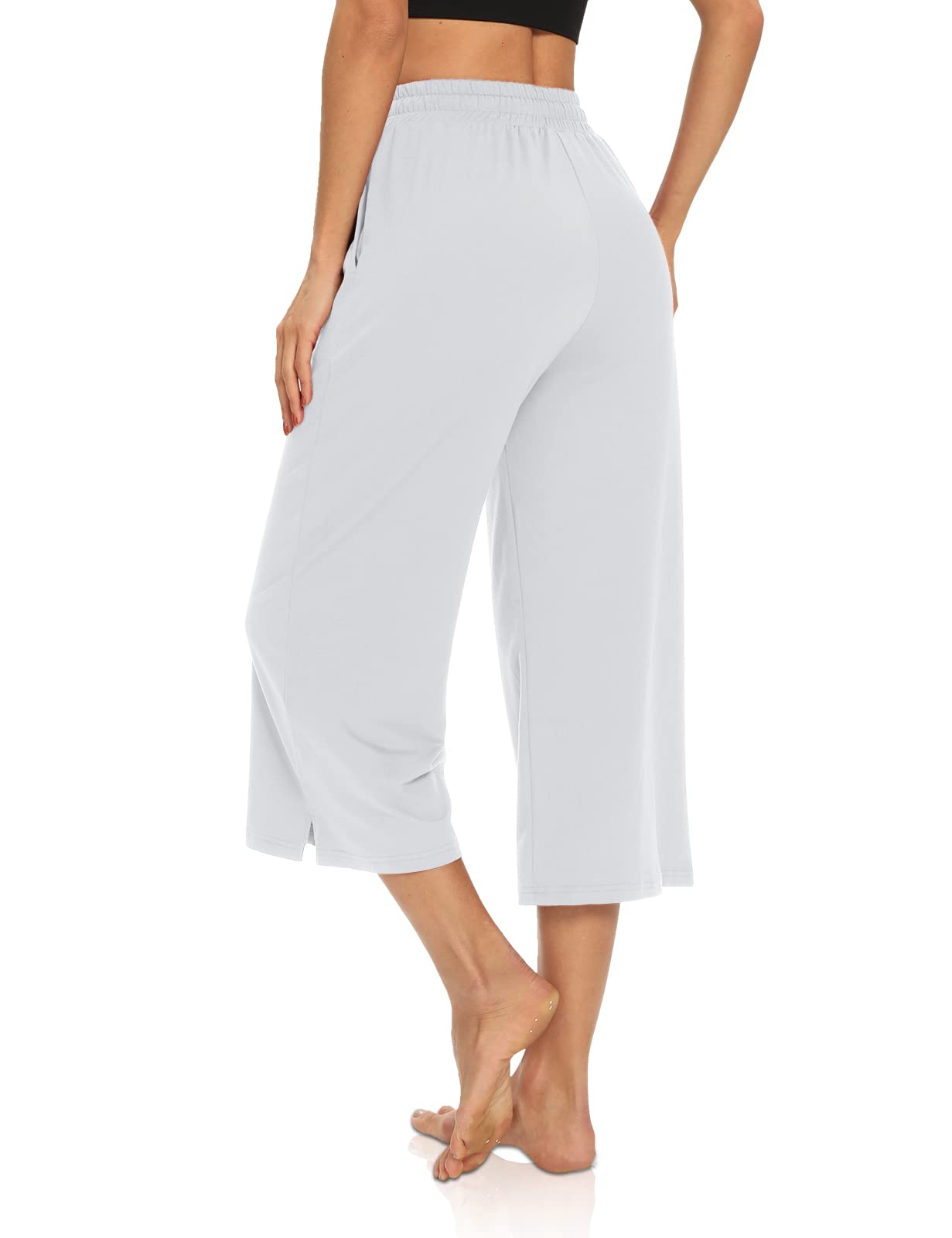 DIBAOLONG Women's Capri Pants - Loose Yoga Pants with Wide Leg & Drawstring, Comfortable Lounge Pajama Sweatpants with Pockets for Yoga, Workout, Home & Travel