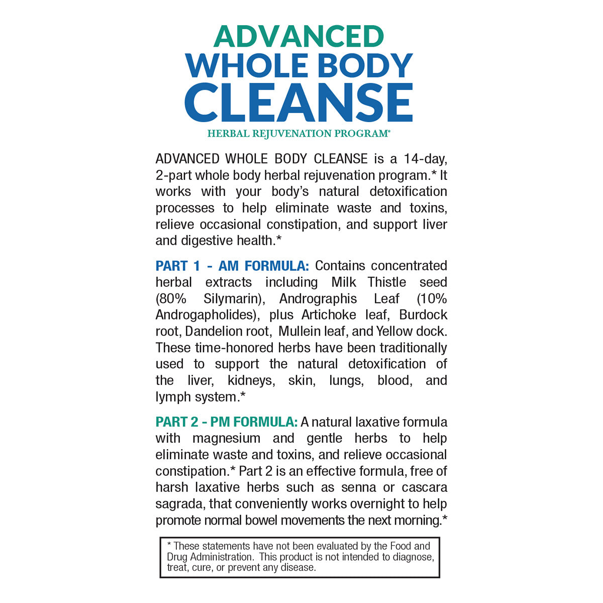 Advanced Whole Body Cleanse Detox Supplement - Natural Colon Cleanse & Liver Support for Weight Loss & Digestive Health - Perfect for Detox Programs & Wellness Routines