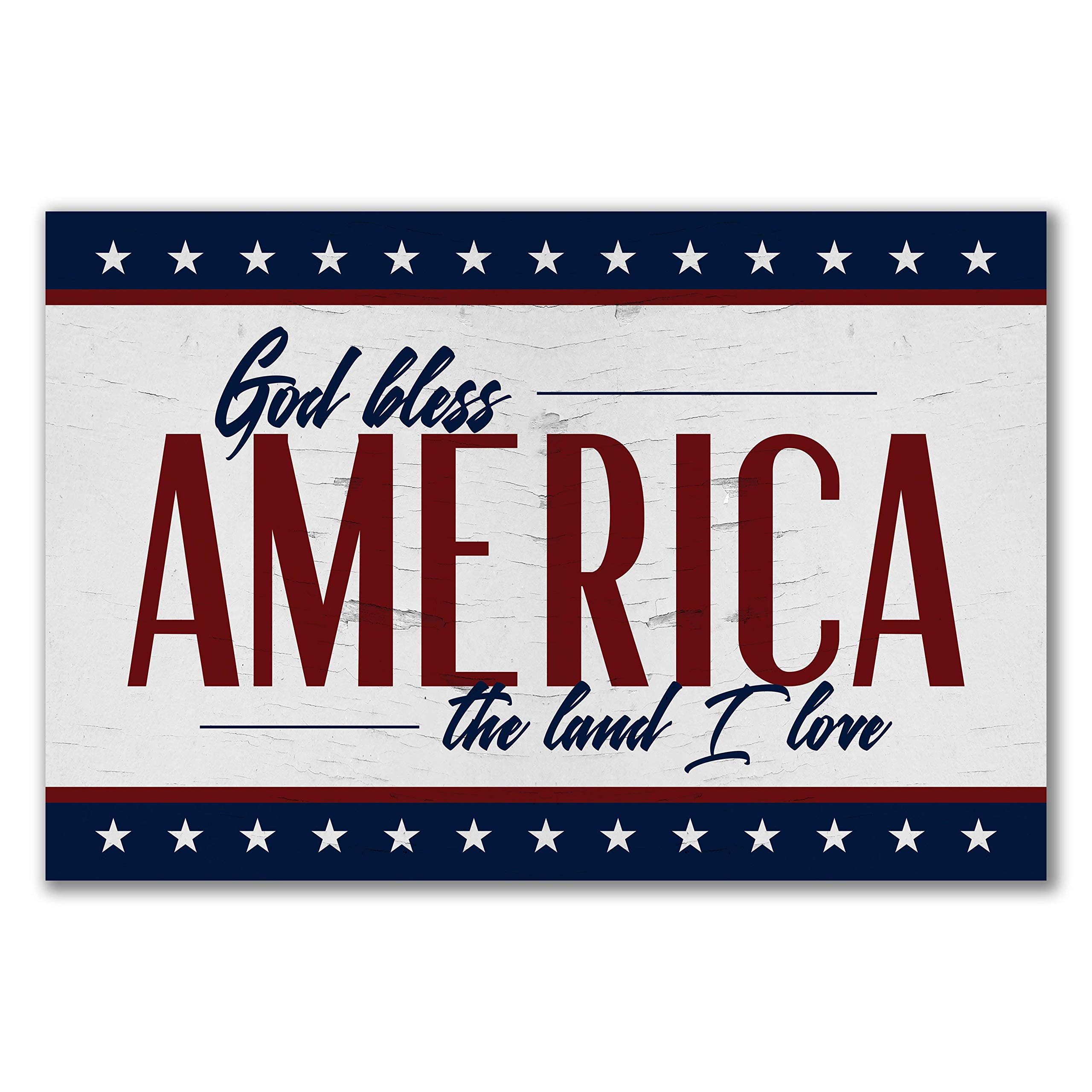 God Bless America Rustic Wood Sign 12x18 - Handmade Farmhouse Wall Decor for Home, Office & Patriotic Events