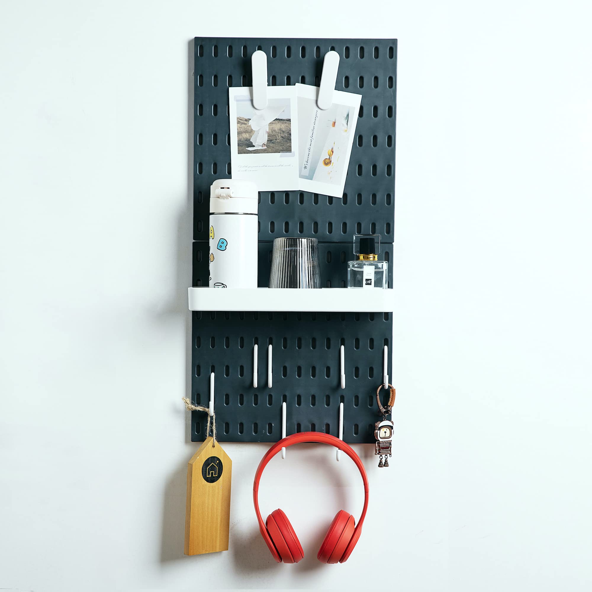 Keepo Pegboard Combination Kit - 2 Pegboards & 10 Accessories for Wall Organization | Modular Hanging System for Crafts, Ornaments Display & Nursery Storage | 22