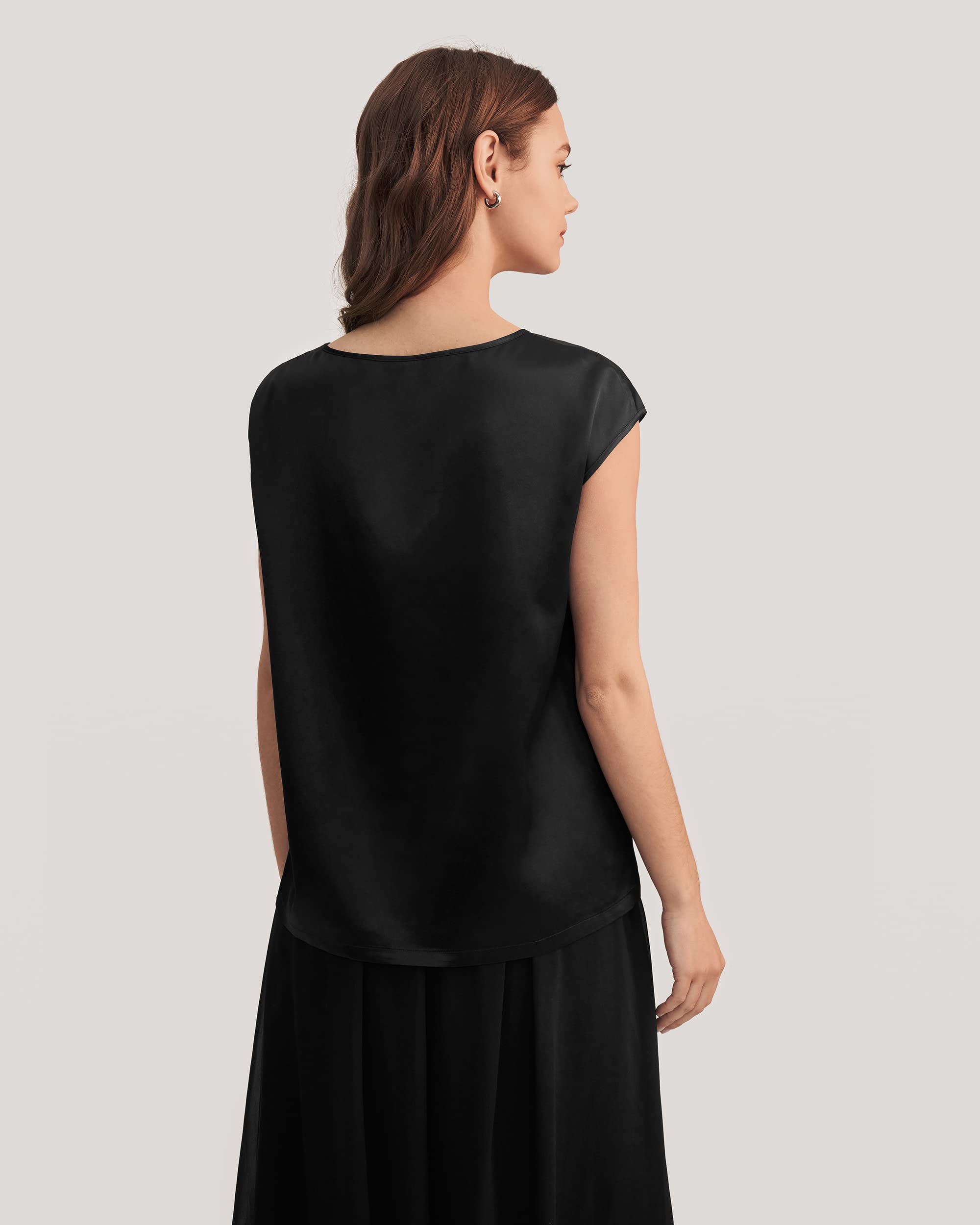 LilySilk Women's Short Sleeve Silk Blouse - 100% Charmeuse Summer Top for Ladies | Breathable & Comfortable Silk Shirt for Office, Travel & Casual Wear