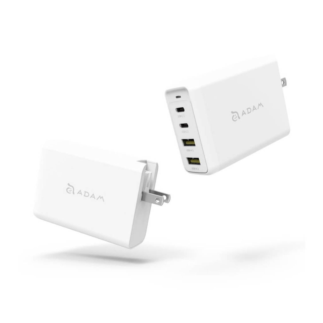 ADAM ELEMENTS PRO SUPER F6 100W Fast Wall Charger - White | USB-C PD 3.0 & QC 4.0 Compatible | For iPhone 15/14/13, Samsung Galaxy, iPad, MacBook | Home, Office & Travel Use