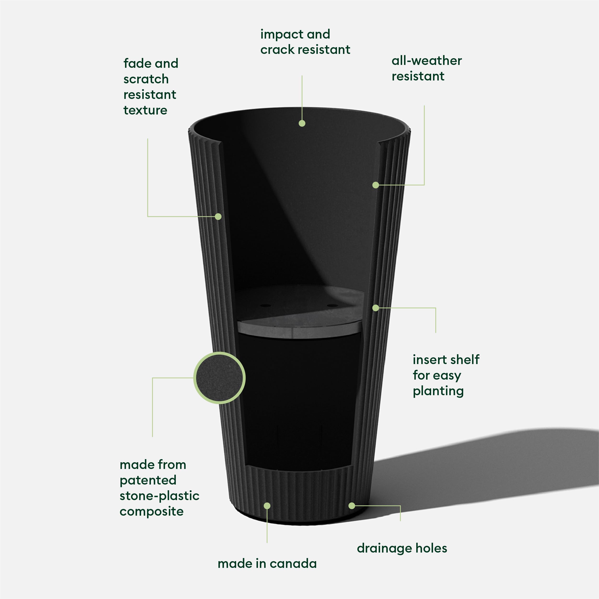 Veradek Demi Series Tall Planter - Modern Outdoor Garden Decor for Porch, Patio & Backyard | Durable Plastic-Concrete Material | Perfect for Tall Plants, Ornamental Grasses & Small Trees | Weather-Resistant Planter Box for Year-Round Gardening