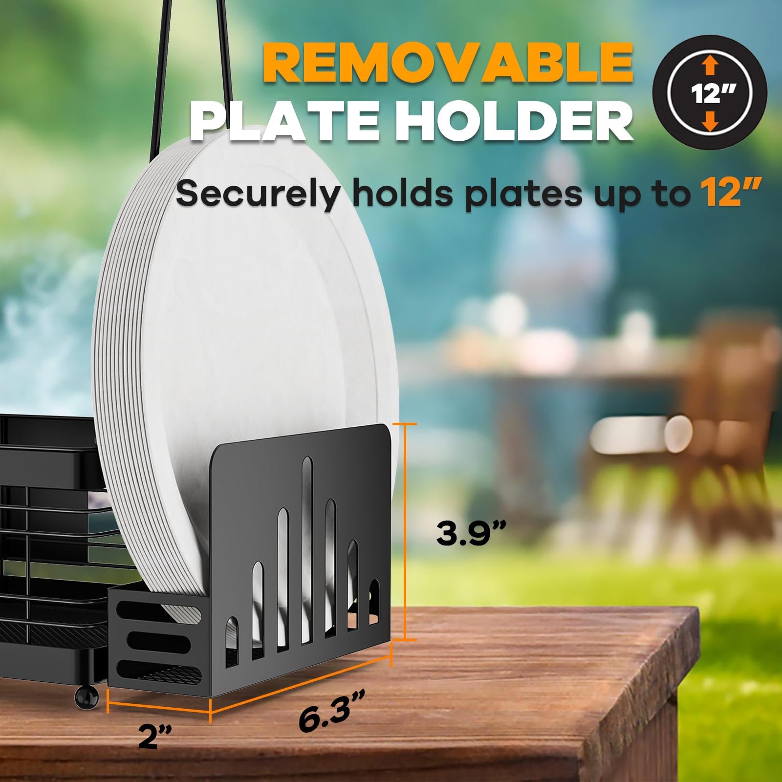 **Grill Caddy with Plate Holder & Paper Towel Holder – BBQ Condiment & Utensil Organizer for Outdoor Cooking, RV, Camping, Picnics – Perfect Grilling Accessories for Men & Gifts**    *(Ideal for backyard BBQs, tailgating, RV trips, and camping adventures – keeps condiments, plates, and towels neatly organized while grilling!)*