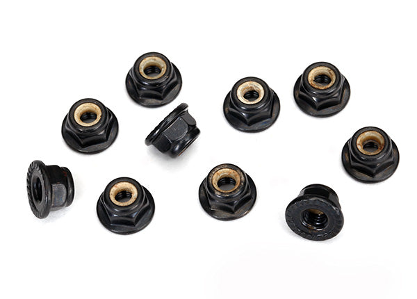 4mm Flanged Nylon Locking Nuts - Black Nylon Insert Lock Nuts - M4 Hex Nut for Automotive, Furniture & DIY Projects