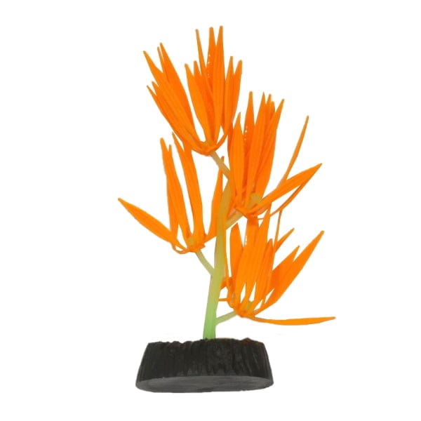 Glow Orange Hygrophila Silicone Aquarium Plants (4 Pack) - Realistic Fish Tank Decorations for Freshwater & Saltwater Aquariums - Perfect for Betta Fish, Shrimp, and Tropical Fish Tanks