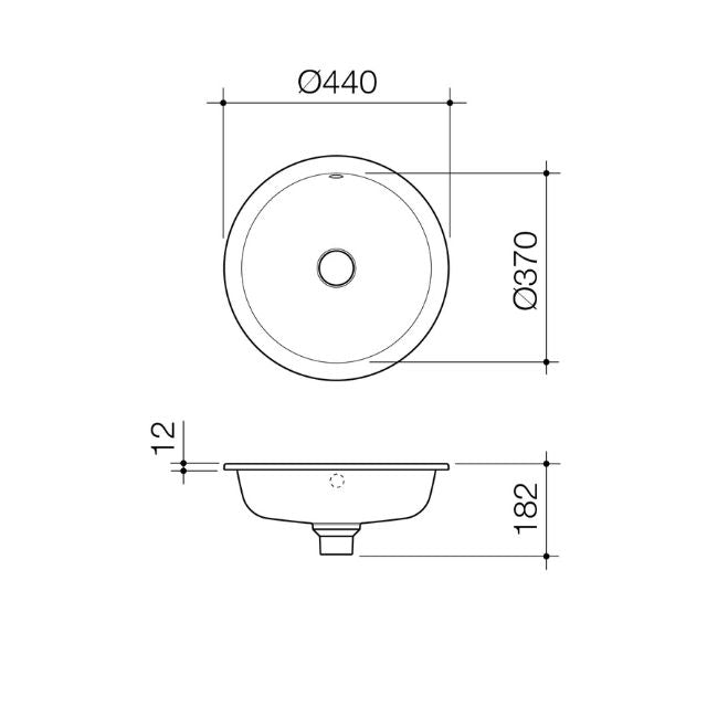 Caroma Liano II 440mm Round Under/Over Counter Bathroom Sink - Matte White with Overflow - Perfect for Modern Vanities & Small Space Bathroom Designs