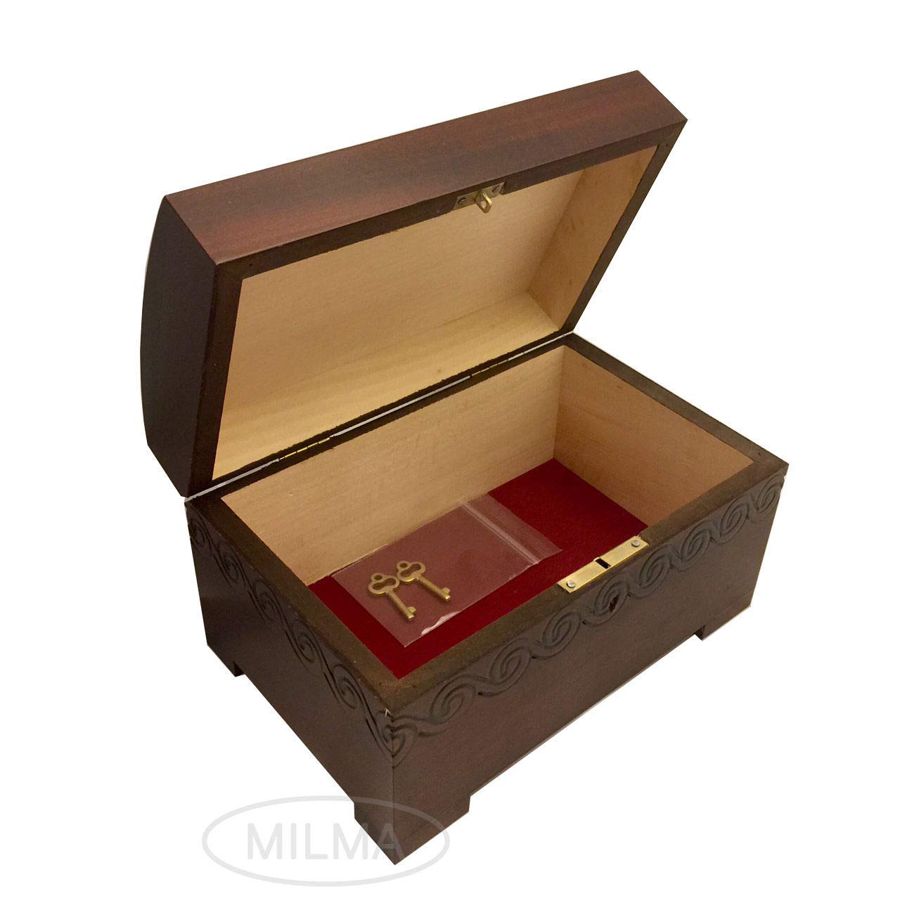 Art Deco Floral Decorative Wooden Jewelry Box - Handcrafted Linden Wood Keepsake Chest for Rings, Necklaces & Valuables | Perfect for Bedroom Vanity, Wedding Gift & Home Decor