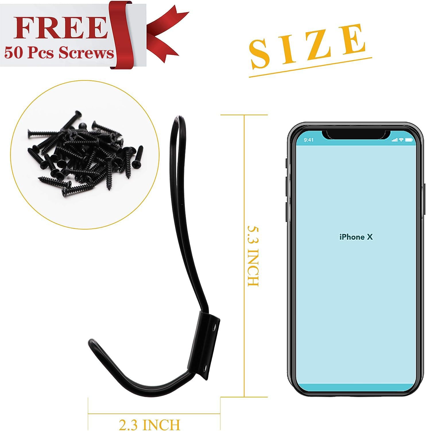Rustic Farmhouse Wall Hooks - 12 Pack Black Vintage Coat Hooks with Metal Screws, Double Hanging Organizer for Entryway, Bedroom & Bathroom - Perfect for Coats, Hats, Bags & Towels
