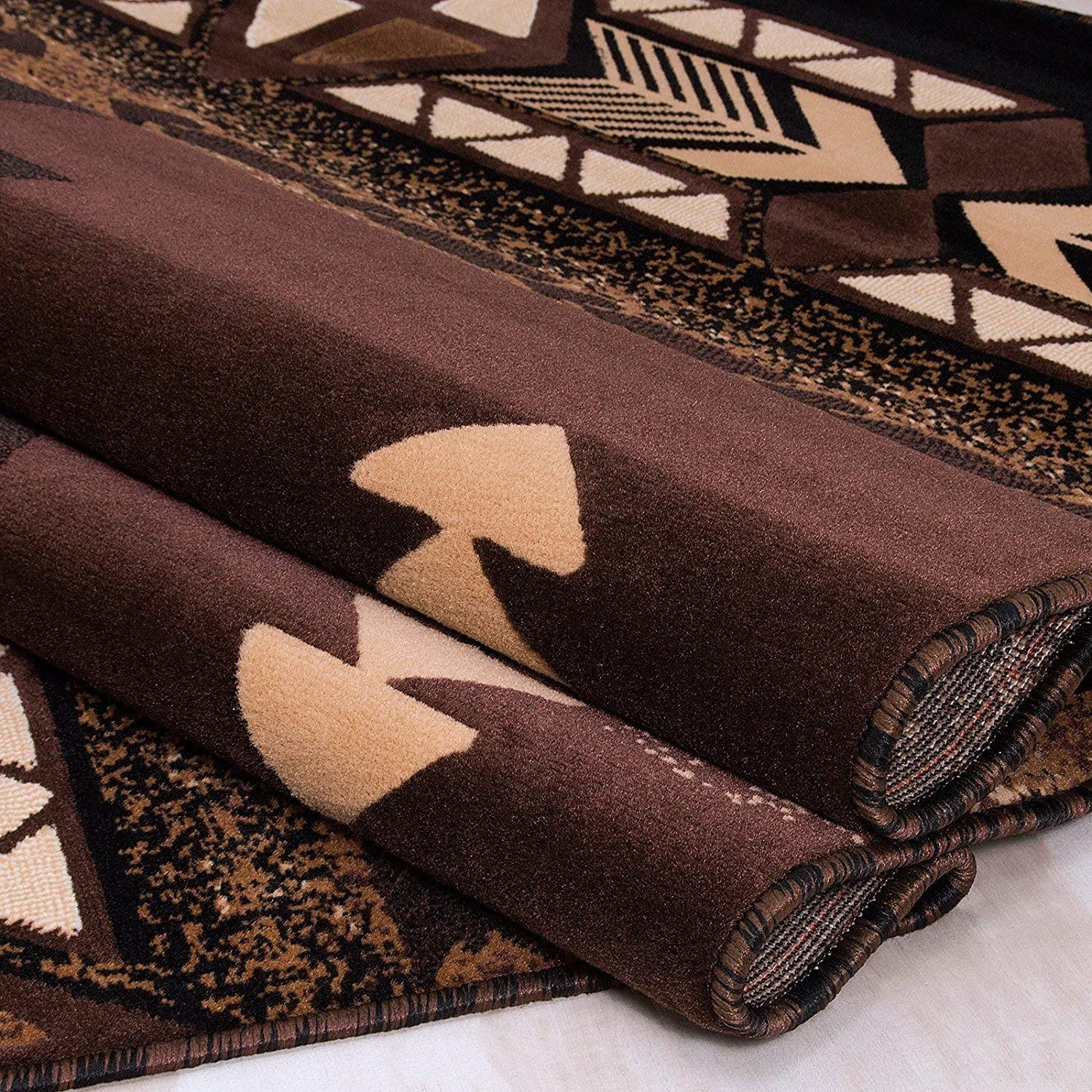 Authentic Southwest Native American Navajo Aztec Tribal Indian Carpet - Black & Brown Area Rug 7’8”x10’8” - Perfect for Boho Living Room, Bedroom & Southwest Home Decor