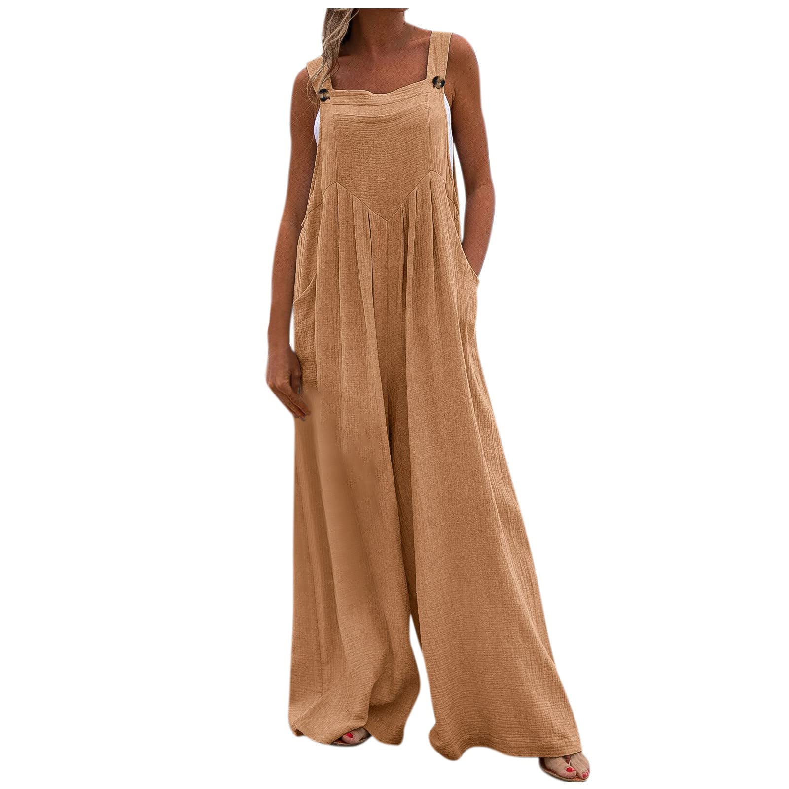 TANGNADE Women's Wide Leg Jumpsuit - Casual Summer Romper with Pockets | Outdoor & Travel