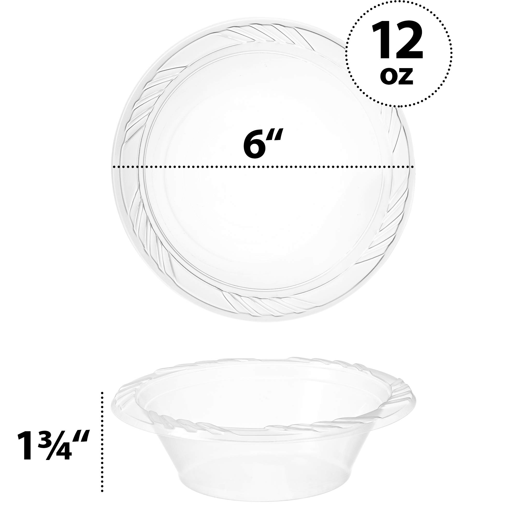PLASTICPRO 12oz Clear Disposable Plastic Bowls - 40 Pack for Party, Soup, Salad & Desserts | BPA-Free, Durable & Microwave Safe