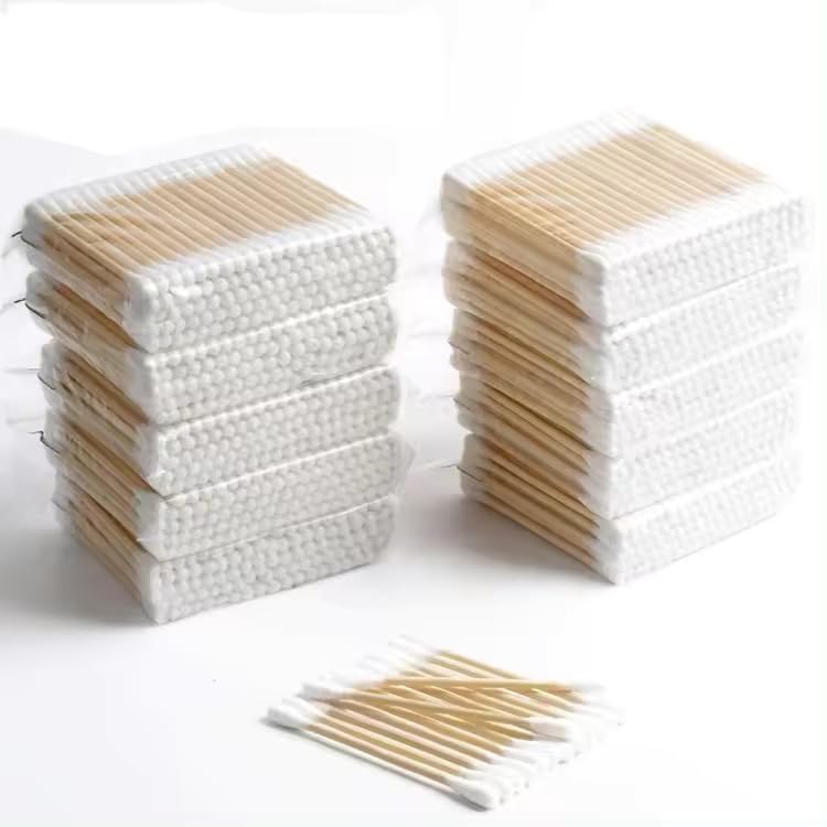 Organic Cotton Swabs for Ear Cleaning - 100% Pure Soft Bamboo Cotton Buds, 750 Sticks (1500 Tips) - Gentle Baby Hygiene & Care, Eco-Friendly Ear Cleaner - Pack of 10 - Perfect for Travel, Makeup, First Aid & Home Use