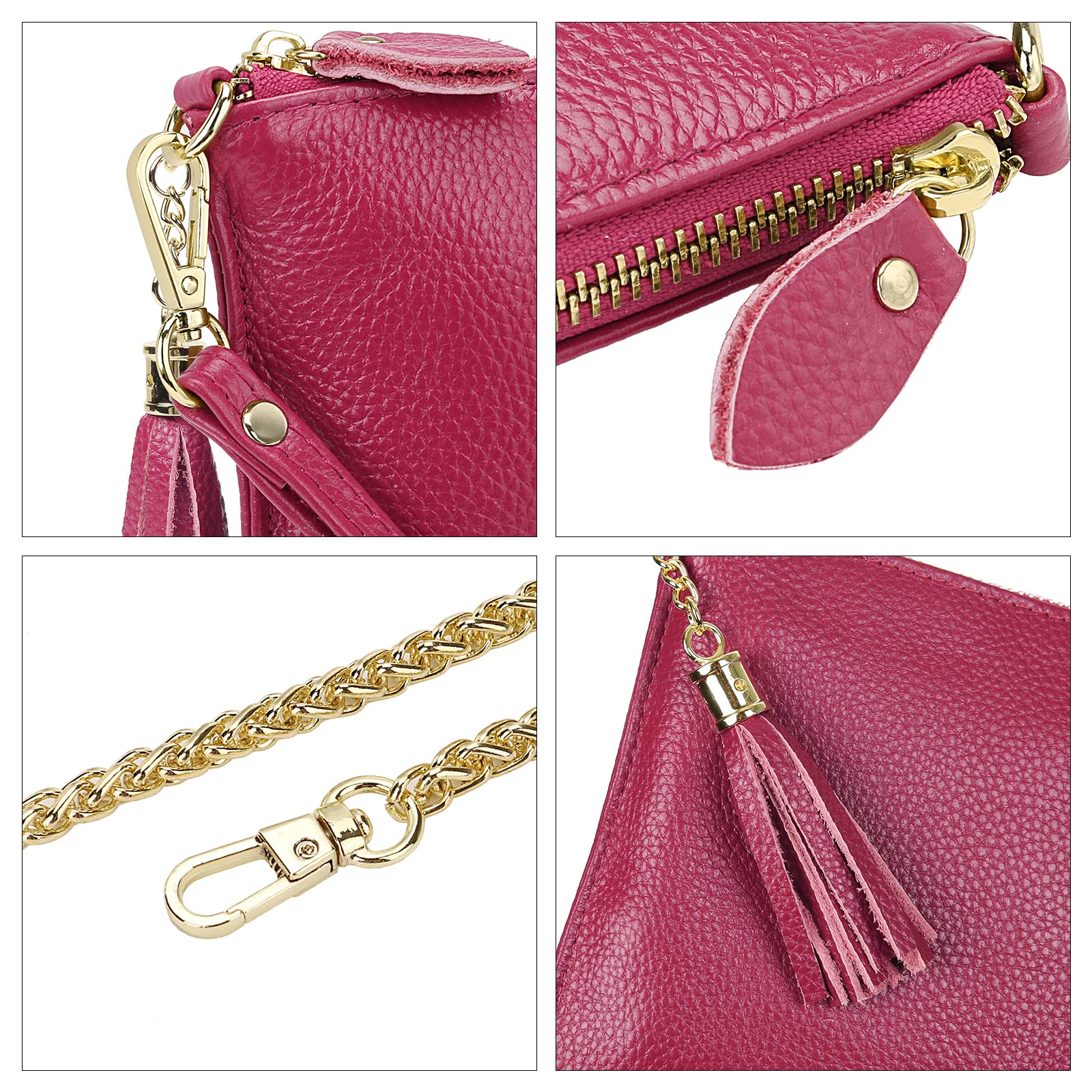 Uromee Genuine Leather Wristlet Wallet Clutch for Women - Crossbody Bag with Detachable Shoulder Strap - Perfect for Parties, Travel & Everyday Use