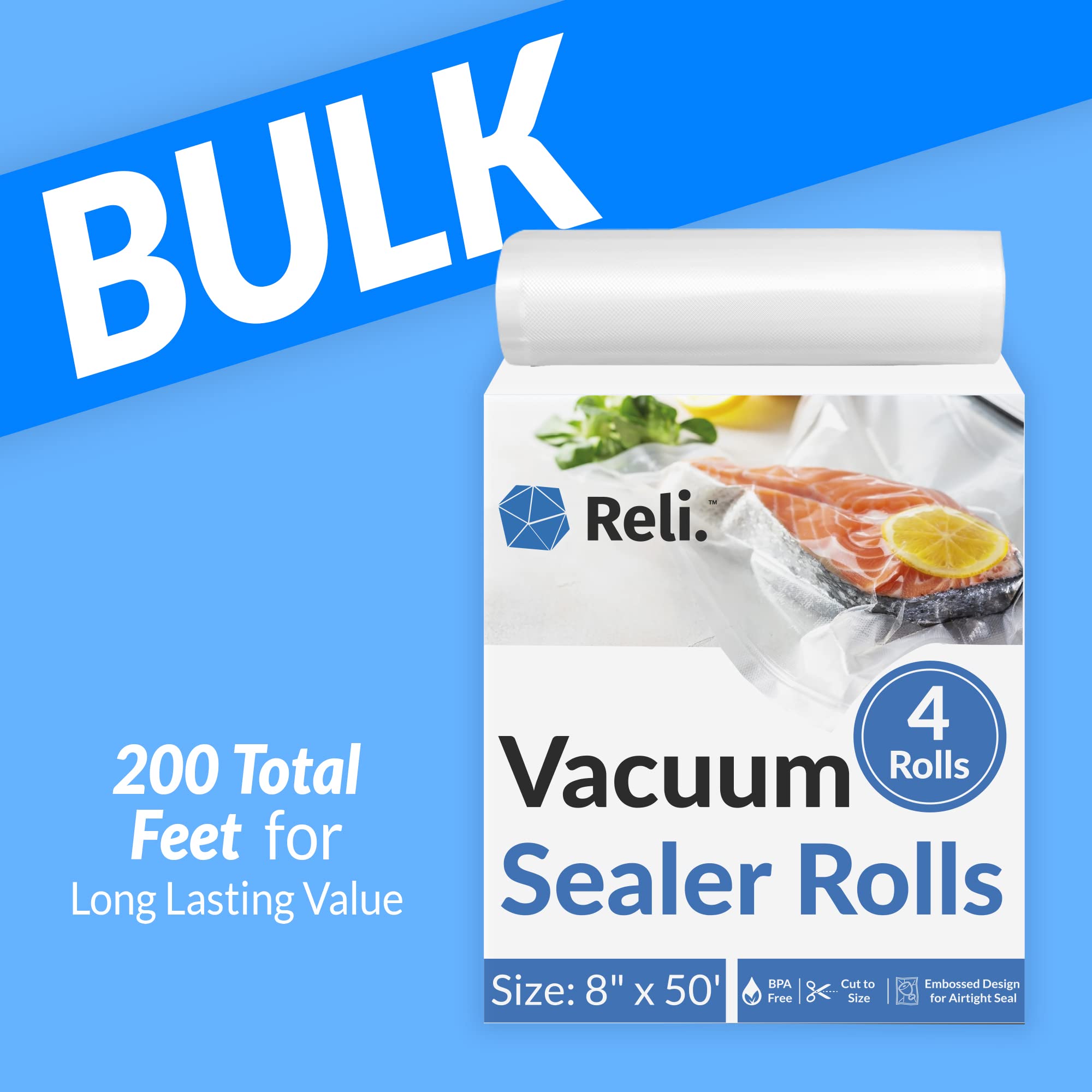 Reliable Vacuum Sealer Bags - 4 Rolls (8