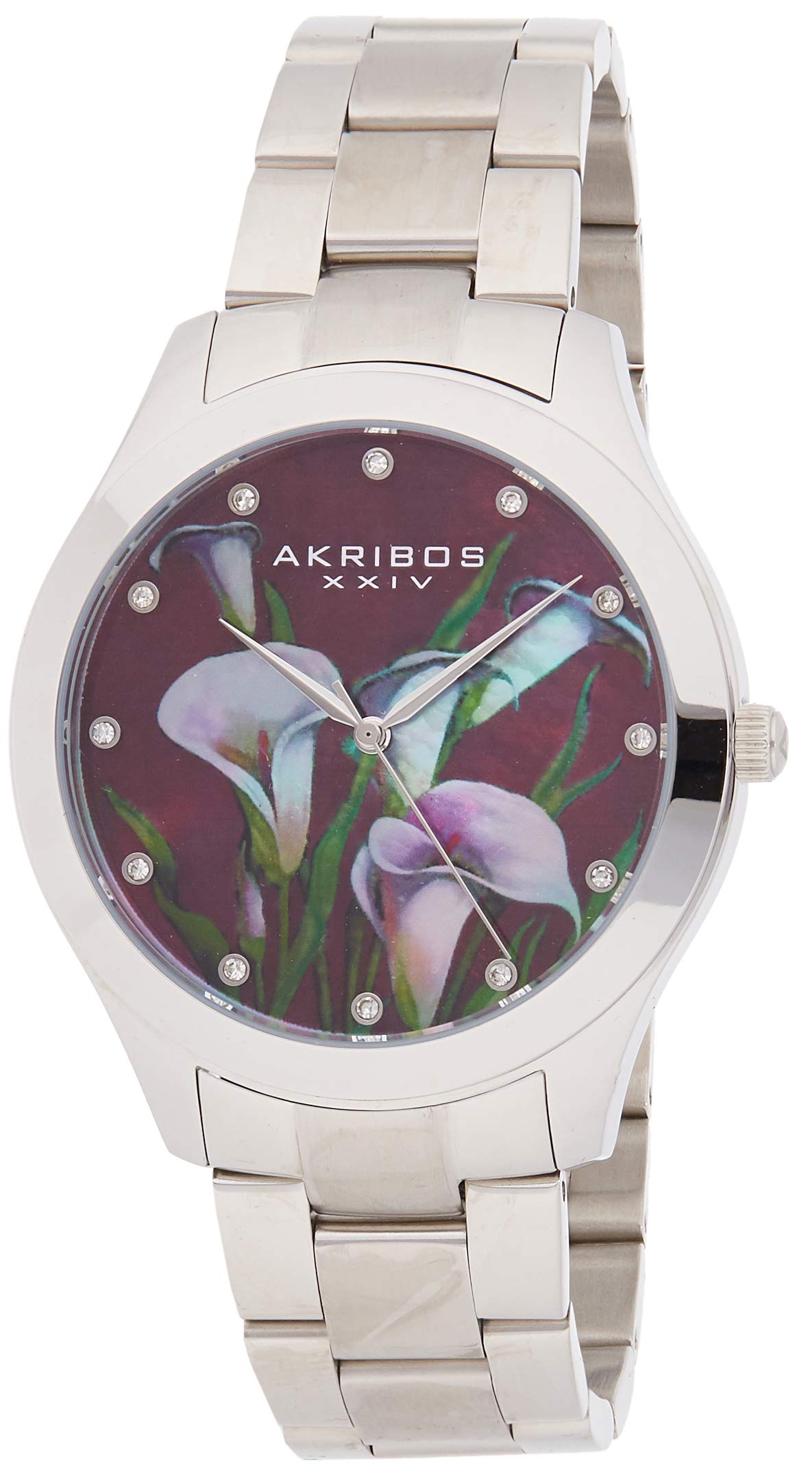 Akribos XXIV Women's Luxury Watch with Genuine Swarovski Crystals & Mother-of-Pearl Dial - Stainless Steel Bracelet Watch for Women - Perfect for Formal Events, Weddings & Special Occasions - AK953